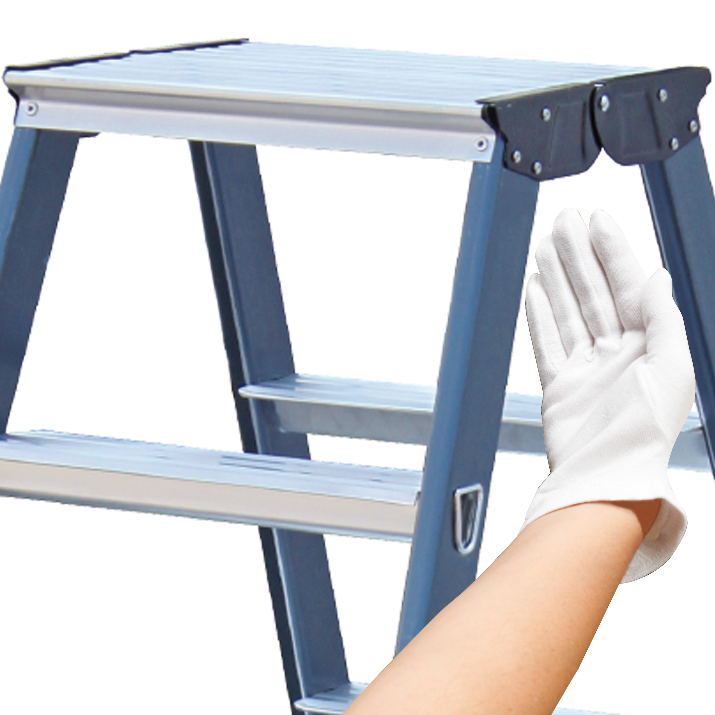 KRAUSE Doppelleiter »SePro D«, Alu eloxiert, 2x7 Stufen, Arbeitshöe ca. 306 cm