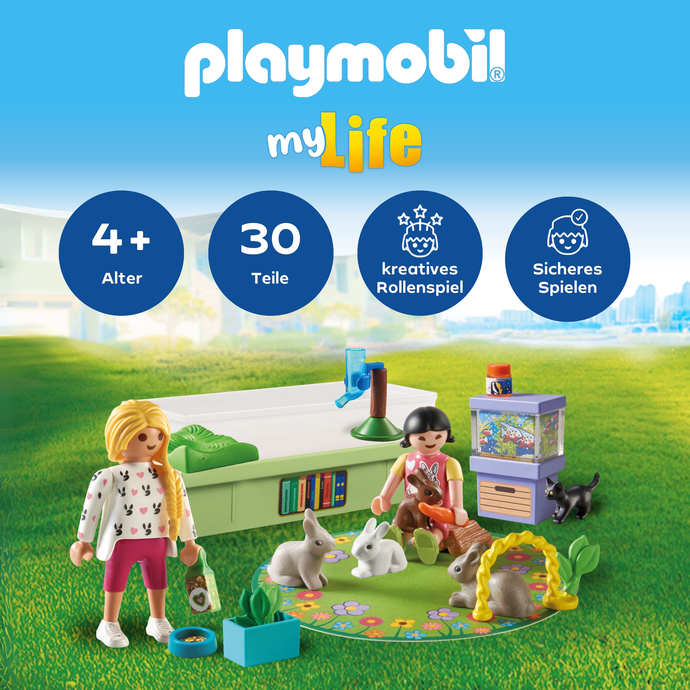 Playmobil® Konstruktions-Spielset »Familie mit Hasen (71753), Playmobil My Life«, (30 St.)