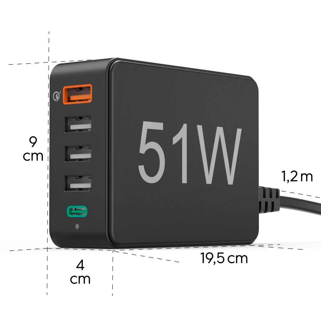 Hama USB-Ladegerät »5in1 USB-Ladestation 51 W, USB + USB-C Adapter 5 Port Schnellladegerät«