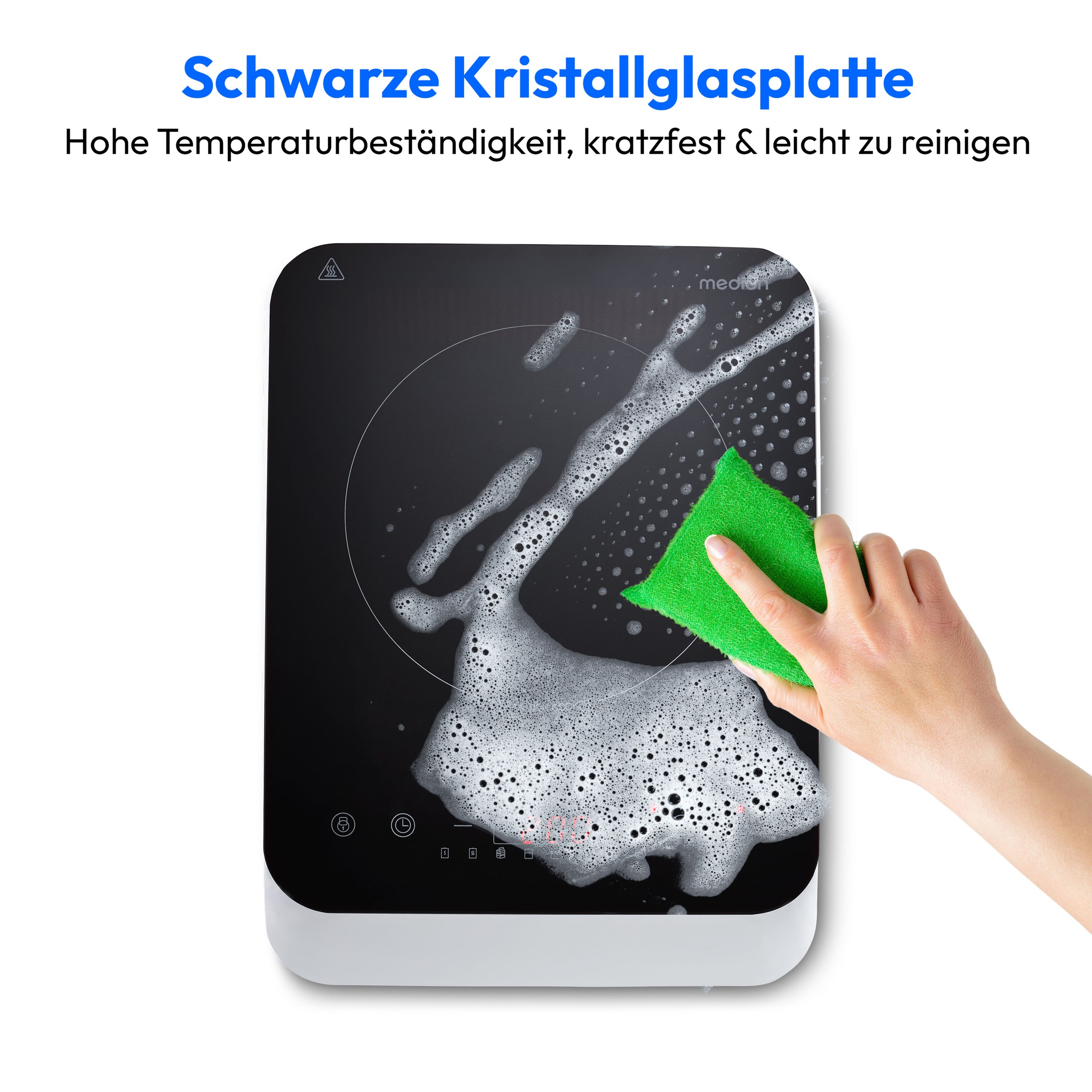 Medion® Einzel-Induktionskochplatte »MD 18490, 2000 W Induktionsleistung, automatische Topferkennung, Timer«, Temperaturbereich 60 - 240°, Sensor-Touch-Display, 8 Automatikprogr.