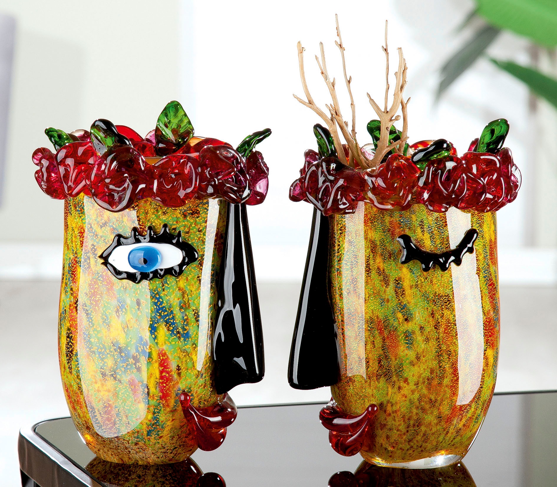 Casablanca by Gilde Tischvase »Floro« dekorative Vase aus Glas, Blumenvase günstig online kaufen