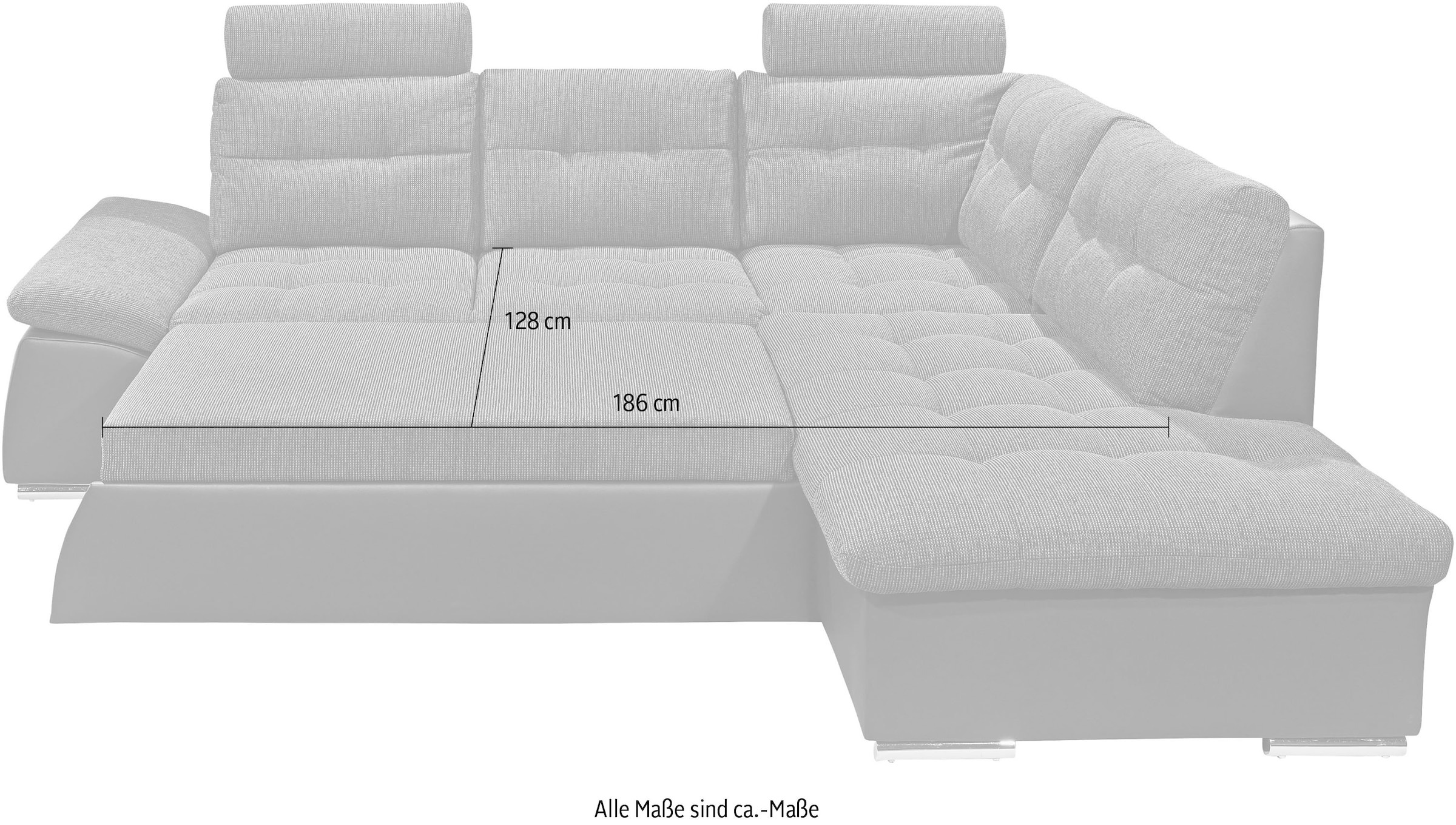ED EXCITING DESIGN Ecksofa »Jakarta L-Form«, mit Bettfunktion, Armteilverstellung, Kopfstützen & 2 Nierenkissen
