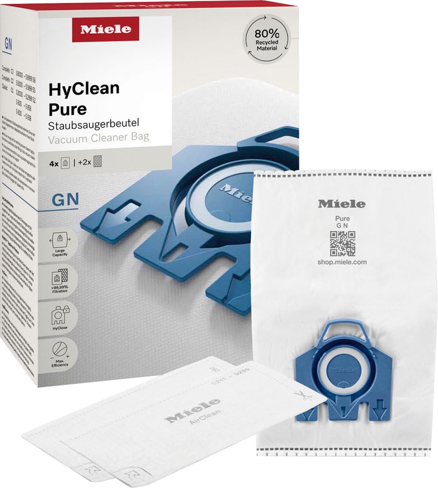 Miele Staubsaugerbeutel »GN HyClean Pure 2.0 / Mit bester Filtrationsleistung«, (Packung), 4er Pack Staubbeutel, 2er Pack Filter