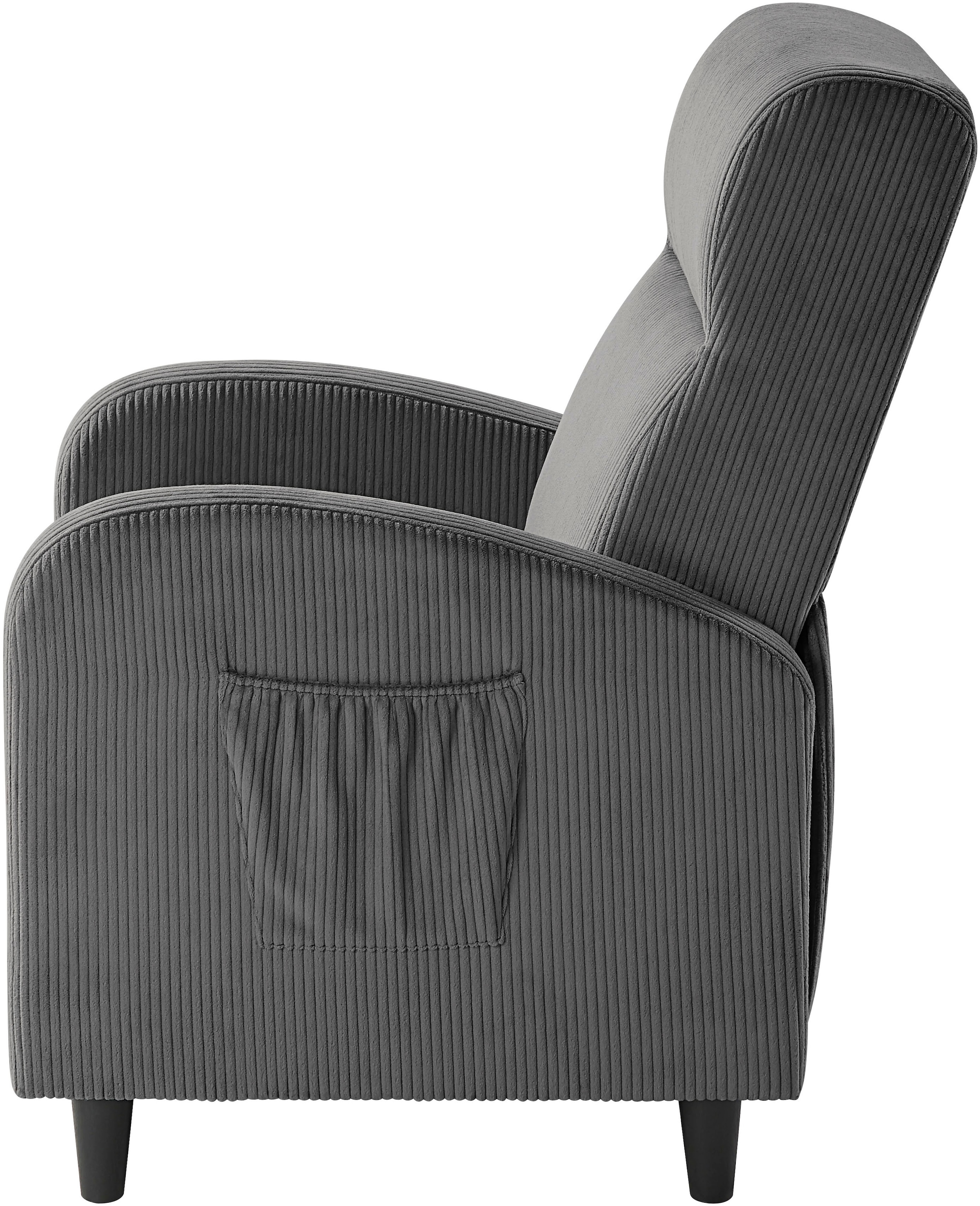 ATLANTIC home collection Relaxsessel »Tom«, mit Relaxfunktion, inklusive seitlicher Tasche, TV-Sessel mit Funktion