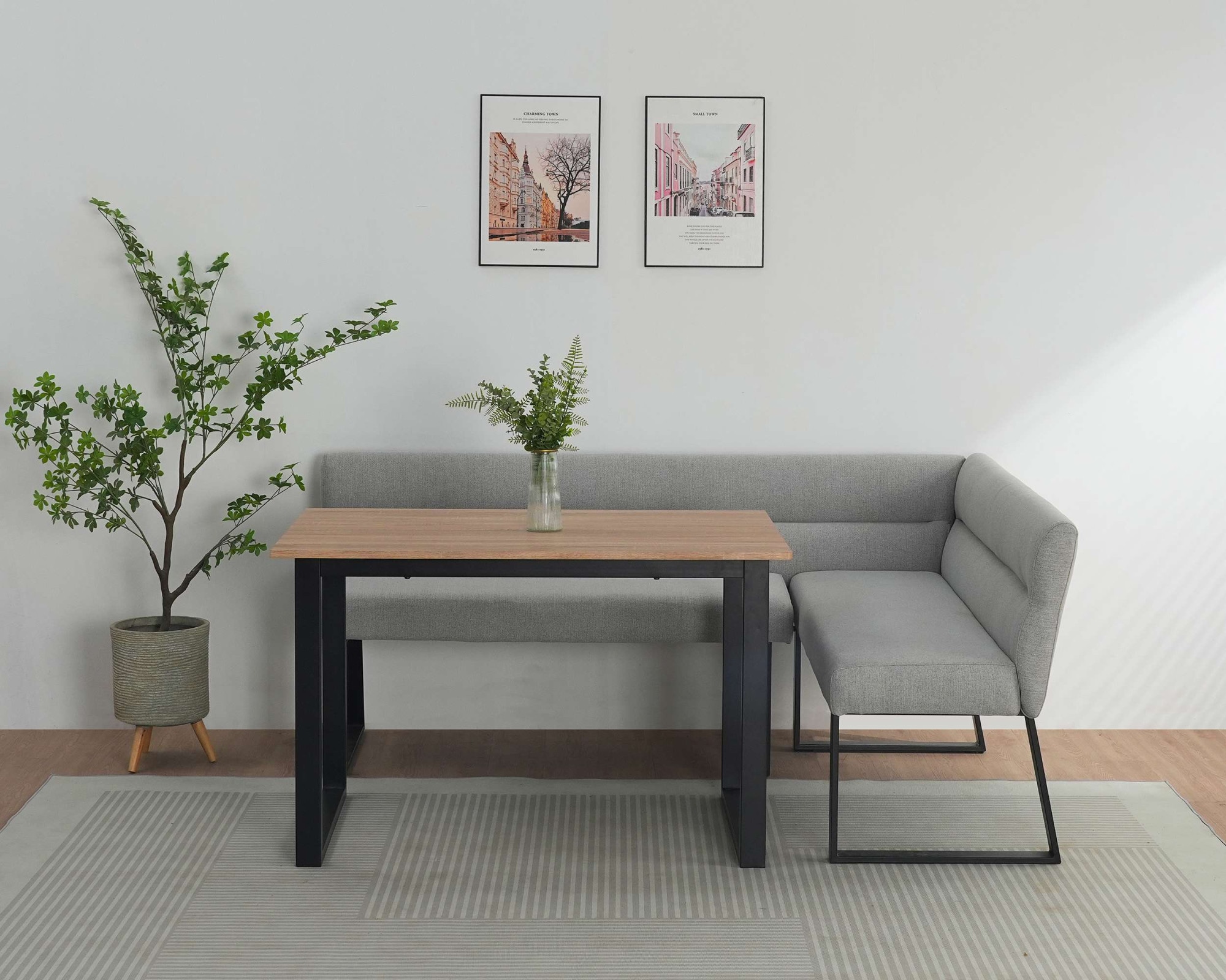 OTTO home Essbank »Ivanna« schwarzes Metallgestell, Webstoff Bezug, Breite 193/152