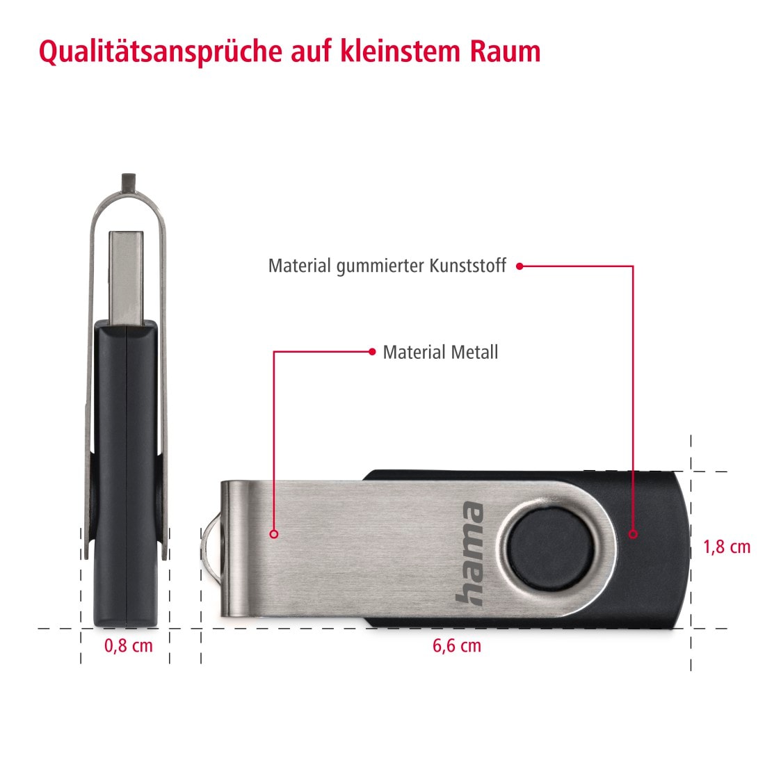 Hama USB-Stick »Rotate, USB 2.0, Schwarz/Silber«, (USB 2.0)