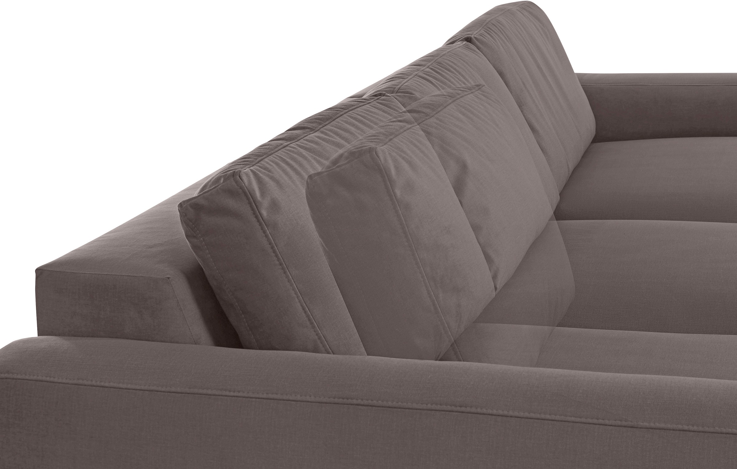 Places of Style Ecksofa »Bloomfield, elegant, viel Platz, Mega Couch, Breite 303cm, L-Form«, extra tiefe Sitzfläche, wahlweise mit Sitztiefenverstellung