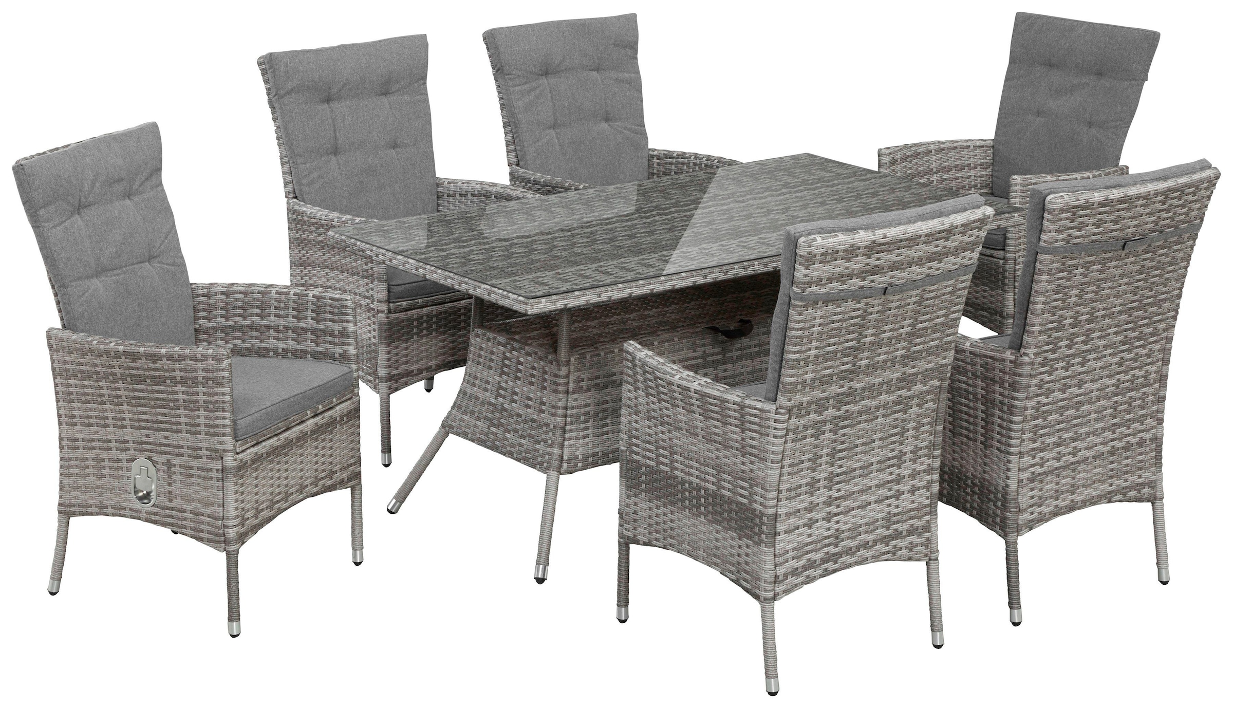 KONIFERA Garten-Essgruppe »Belluno«, (13 tlg.), 6 Sessel, Tisch 150x80 cm,  Polyrattan online bestellen