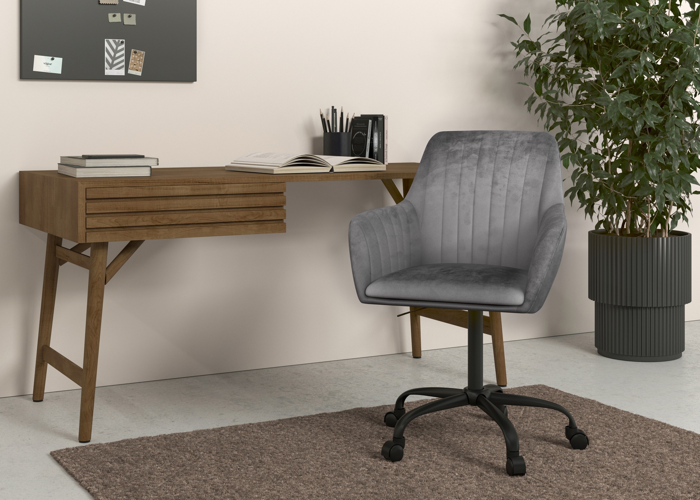 INOSIGN Bürostuhl »Perry2«, Veloursstoff, eleganter Samtstuhl, schwarzes Dr günstig online kaufen