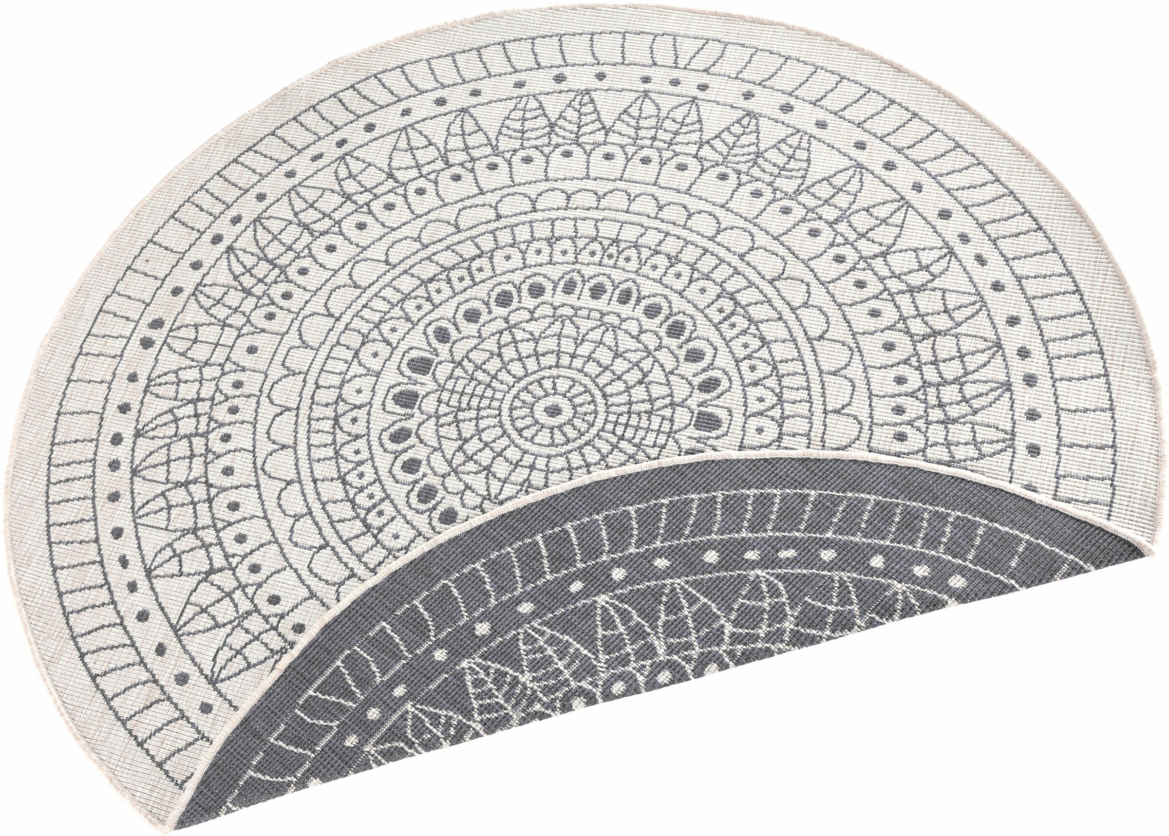 NORTHRUGS Teppich »Porto Wendeteppich«, rund, 5 mm Höhe, In-& Outdoor, Wetterfest, Balkon, Garten, Wohnzimmer, Wasserfest