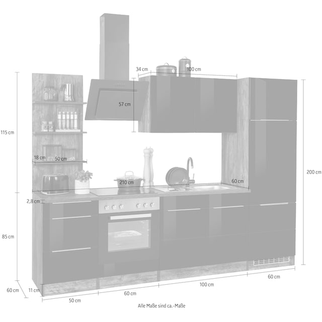 HELD MÖBEL Küchenzeile »Brindisi«, mit E-Geräten, Breite 270 cm bestellen