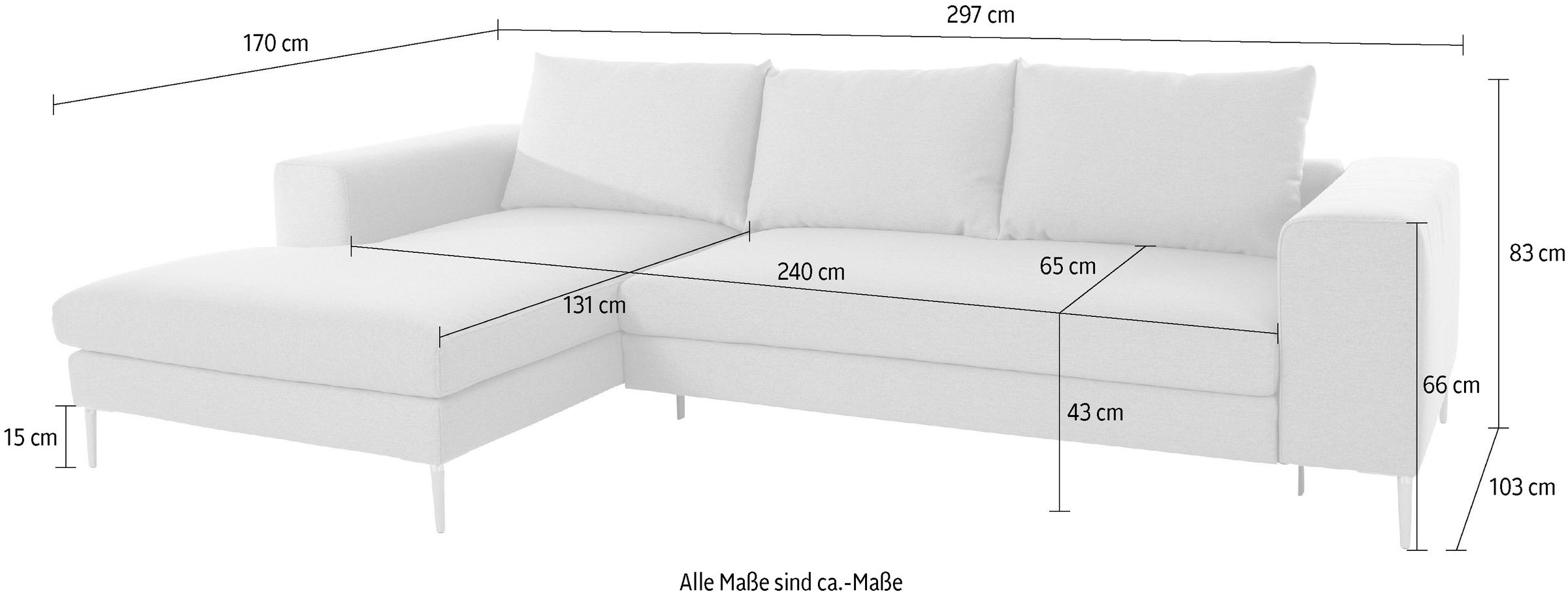 OTTO products Polsterecke »Finnja, softer, legerer Sitzkomfort, bequem, zeitloses Design, L-Form«, Mit Bettfunktion & Bettkasten