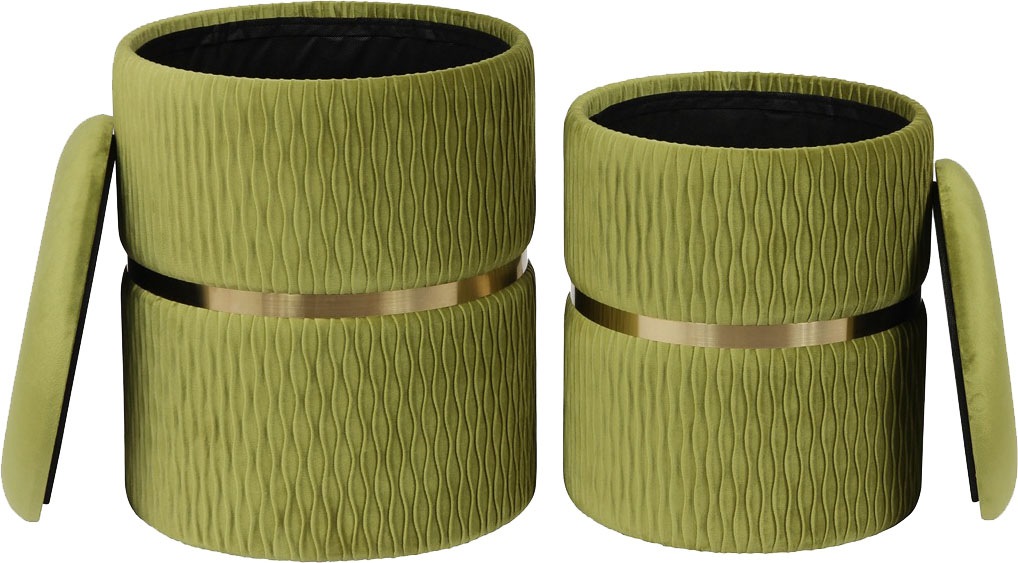 Kayoom Polsterhocker »Hocker Zora 425 2er-Set, Praktischer und versteckter Stauraum«, (Set, 2 St.), 2er-Set mit Stauraum, ineinander stapelbar, goldener Ring