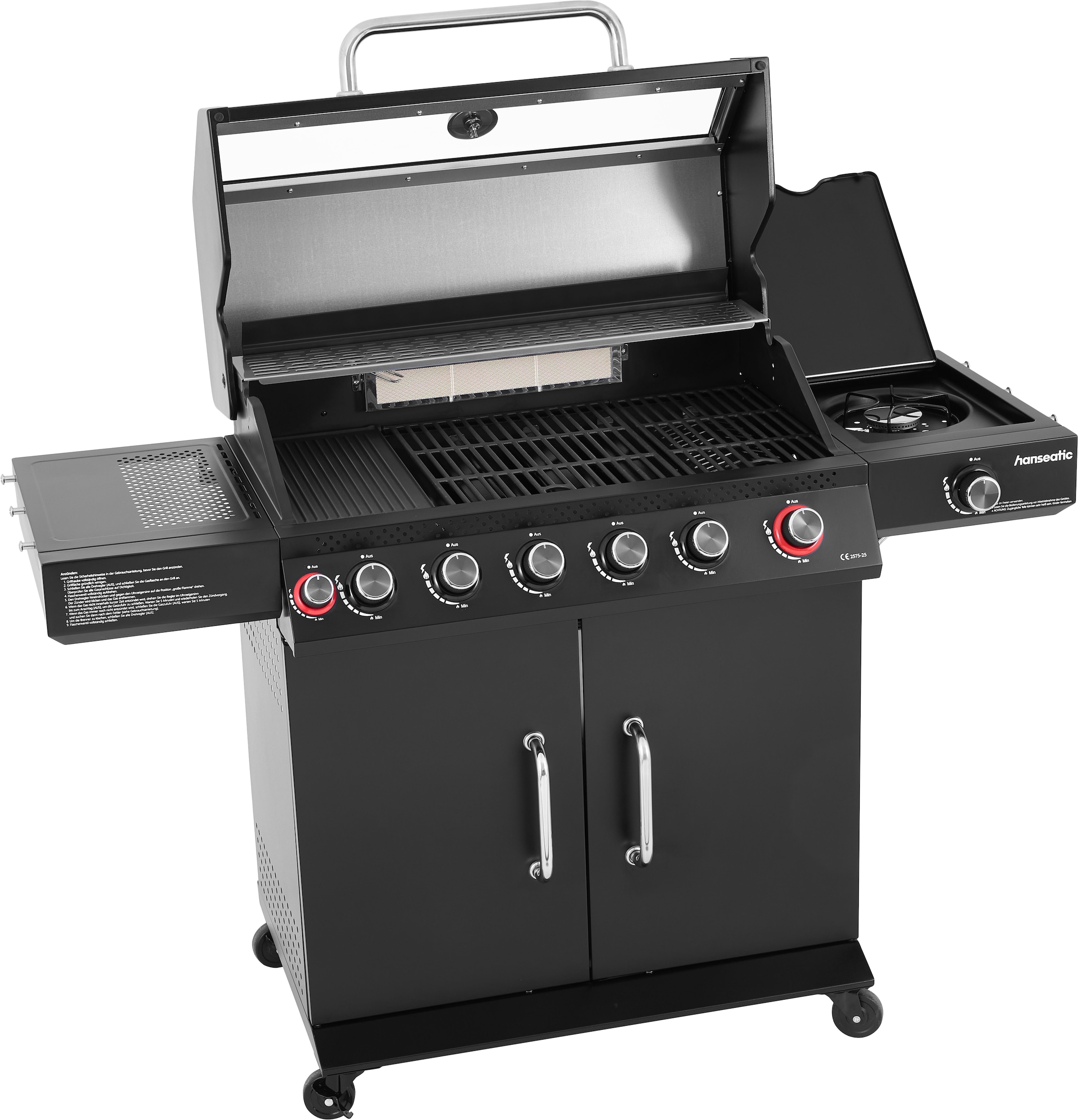 Hanseatic Gasgrill »Gasgrill 6+2 Memphis Black Plus« inkl. 3 Jahre Herstellergarantie