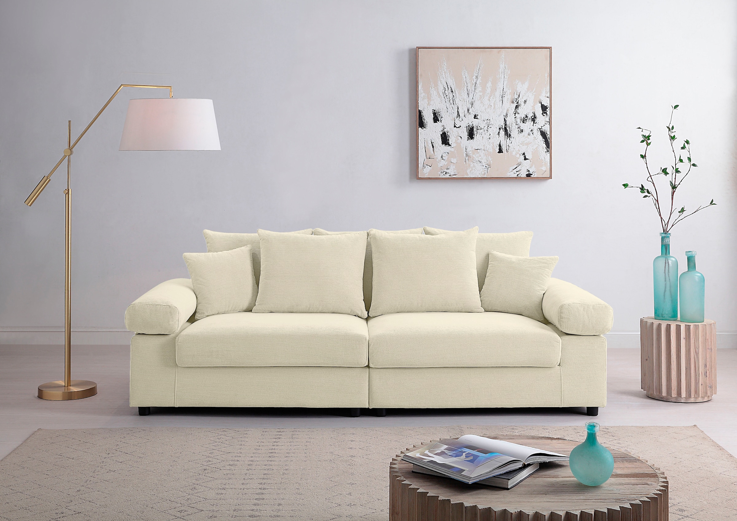 ATLANTIC home collection Big-Sofa »Bjoern«, frei Federkern, stellbar im XXL-Sitzfläche, Raum Rechnung Cord-Bezug, kaufen mit mit auf