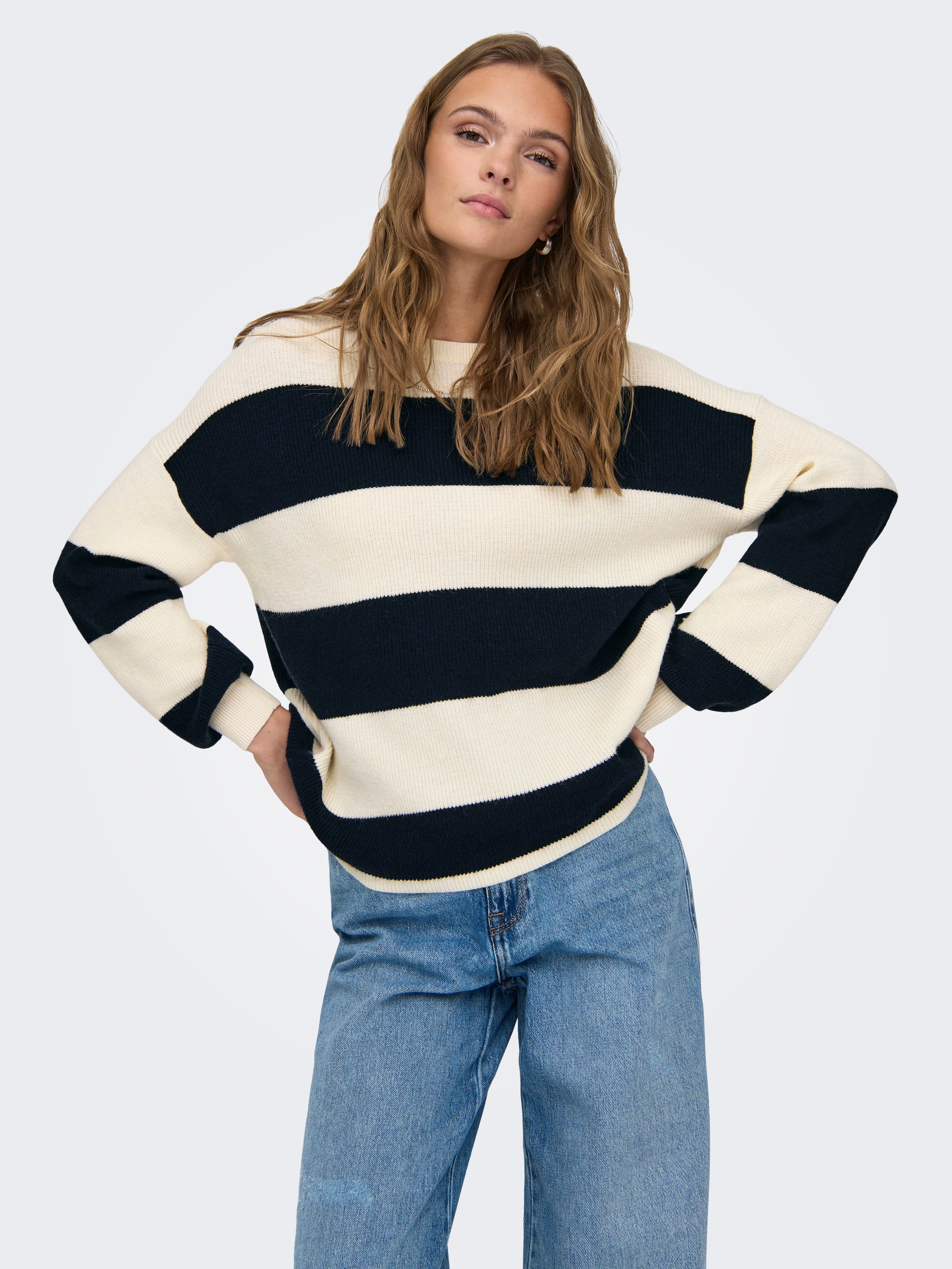 ONLY Strickpullover »ONLATIA L/S STRIPE PULLOVER KNT NOOS« mit Colorblock Design