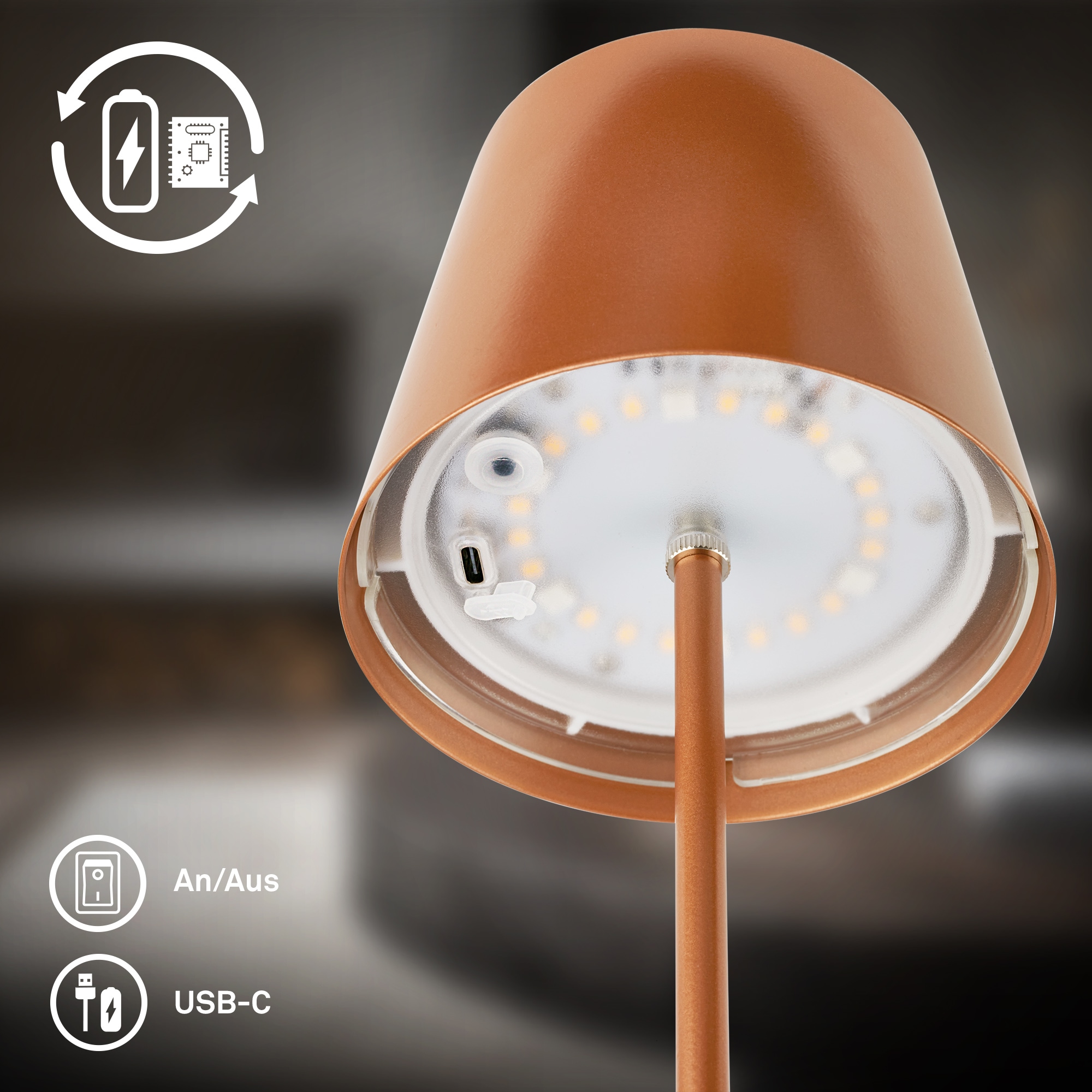 Briloner Leuchten LED Außen-Tischleuchte »RGB/W Akku Tischleuchte, IP44, 2,5W, inkl. Flaschenhalter«
