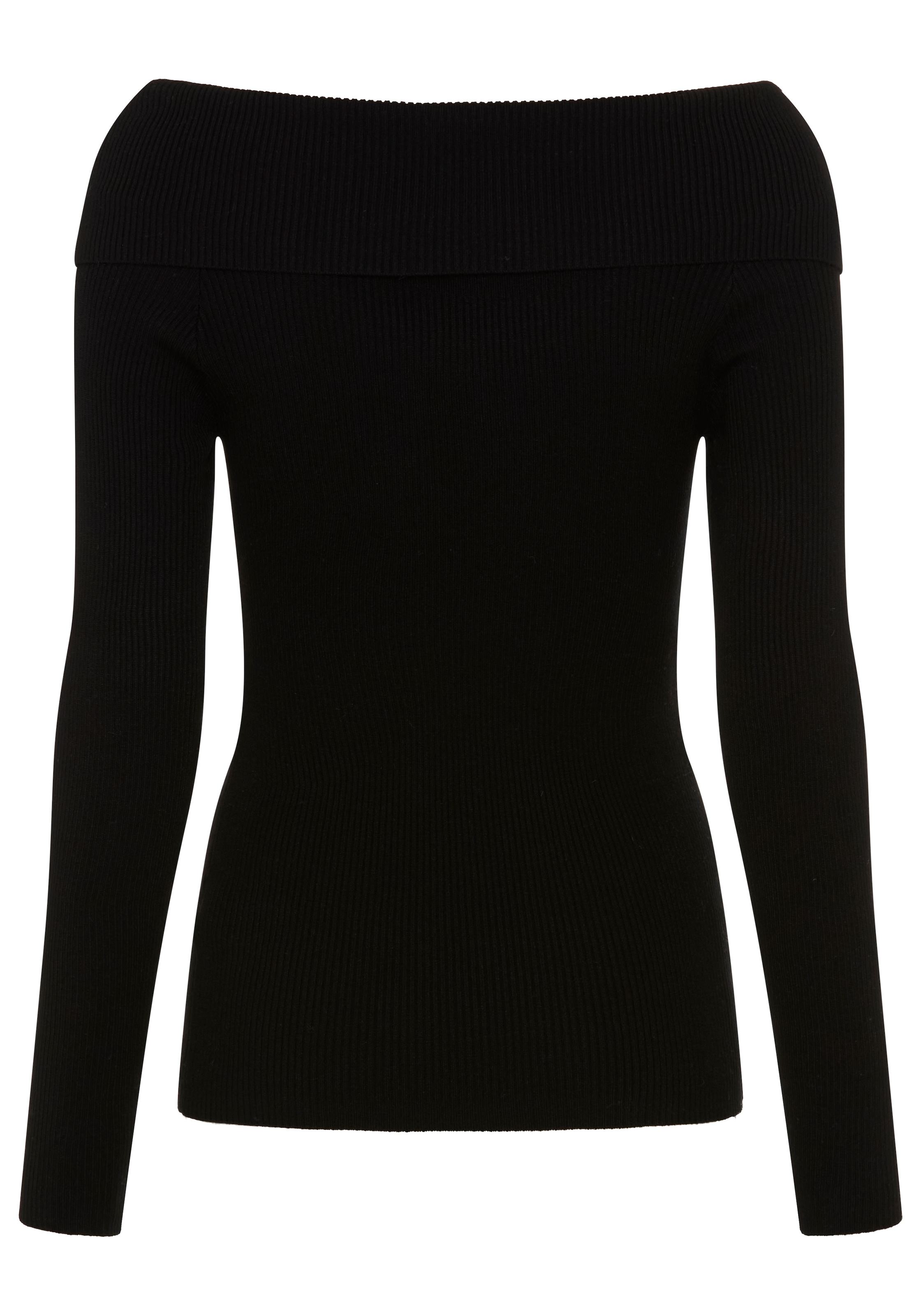 Bruno Banani Carmenpullover aus weichem Rippstrick, figurbetonte Passform