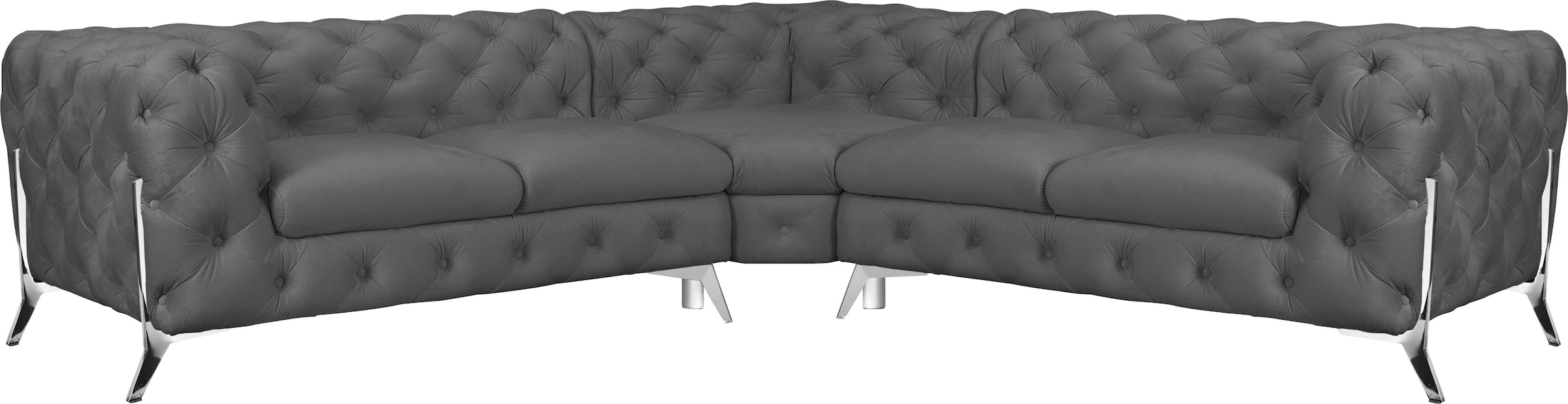 Leonique Chesterfield-Sofa »Amaury L-Form«, Chesterfield-Optik, Breite/Tiefe je 262 cm, Fußfarbe wählbar