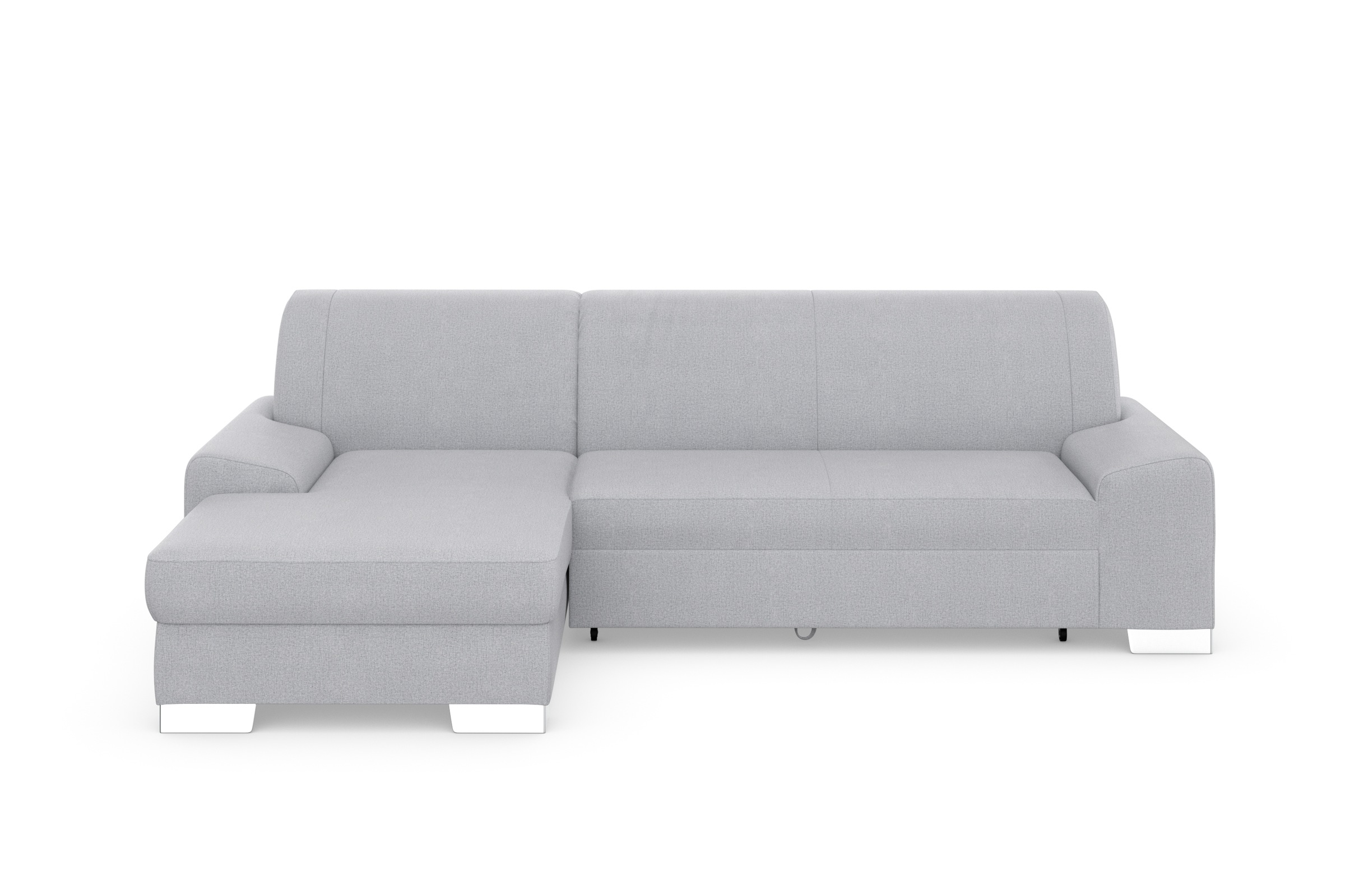 DOMO collection Ecksofa »Anzio L-Form, whlw. Bettfunktion, Federkern, hochwertig, Breite 271 cm«, Mit Bettfunktion, Recamiere links, Feinstruktur, silber