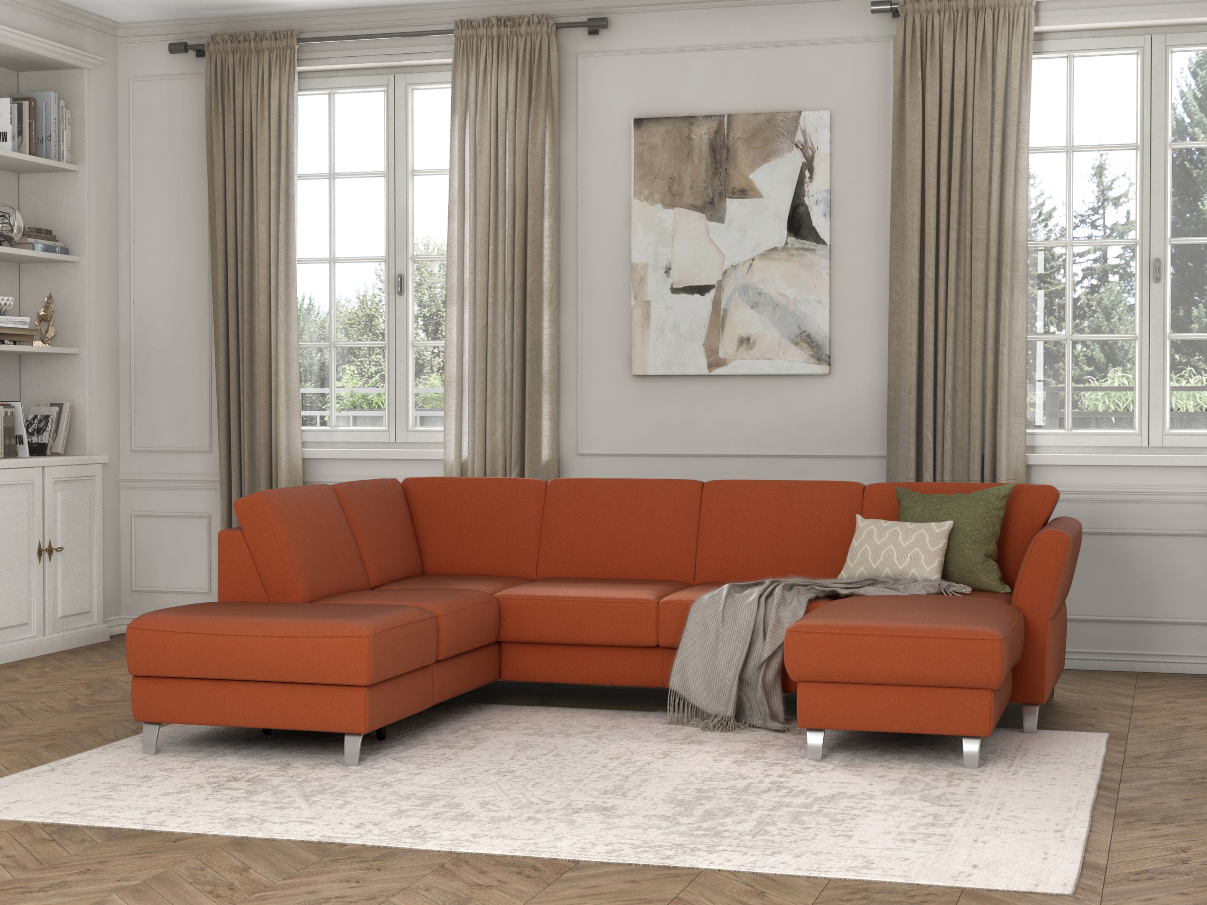 sit&more Wohnlandschaft »Visby U-Form«, Wahlweise mit Bettfunktion und Stauraum, frei im Raum stellbar