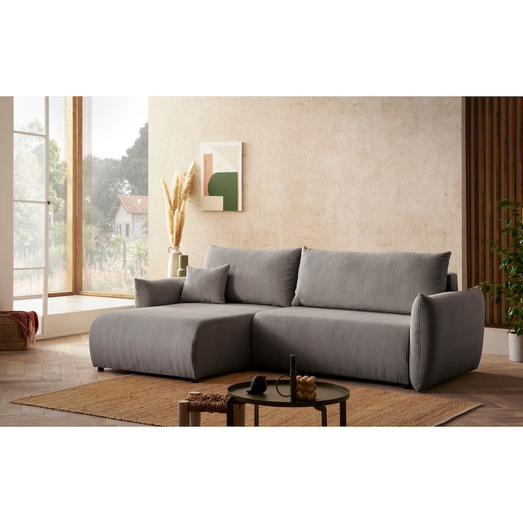 andas Ecksofa »MAVAS Schlafsofa mit Bettkasten, L-Form,«