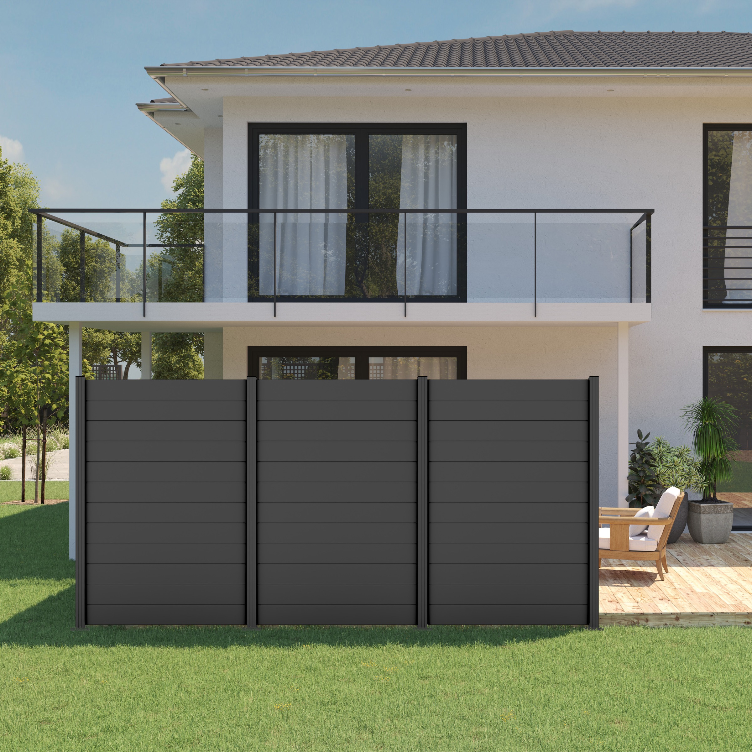 STAKET PRO Gartenzaun »Komplettzaun Paneel 150«, LxH: 372,6x187 cm, 3 Elemente á 120 cm Breite