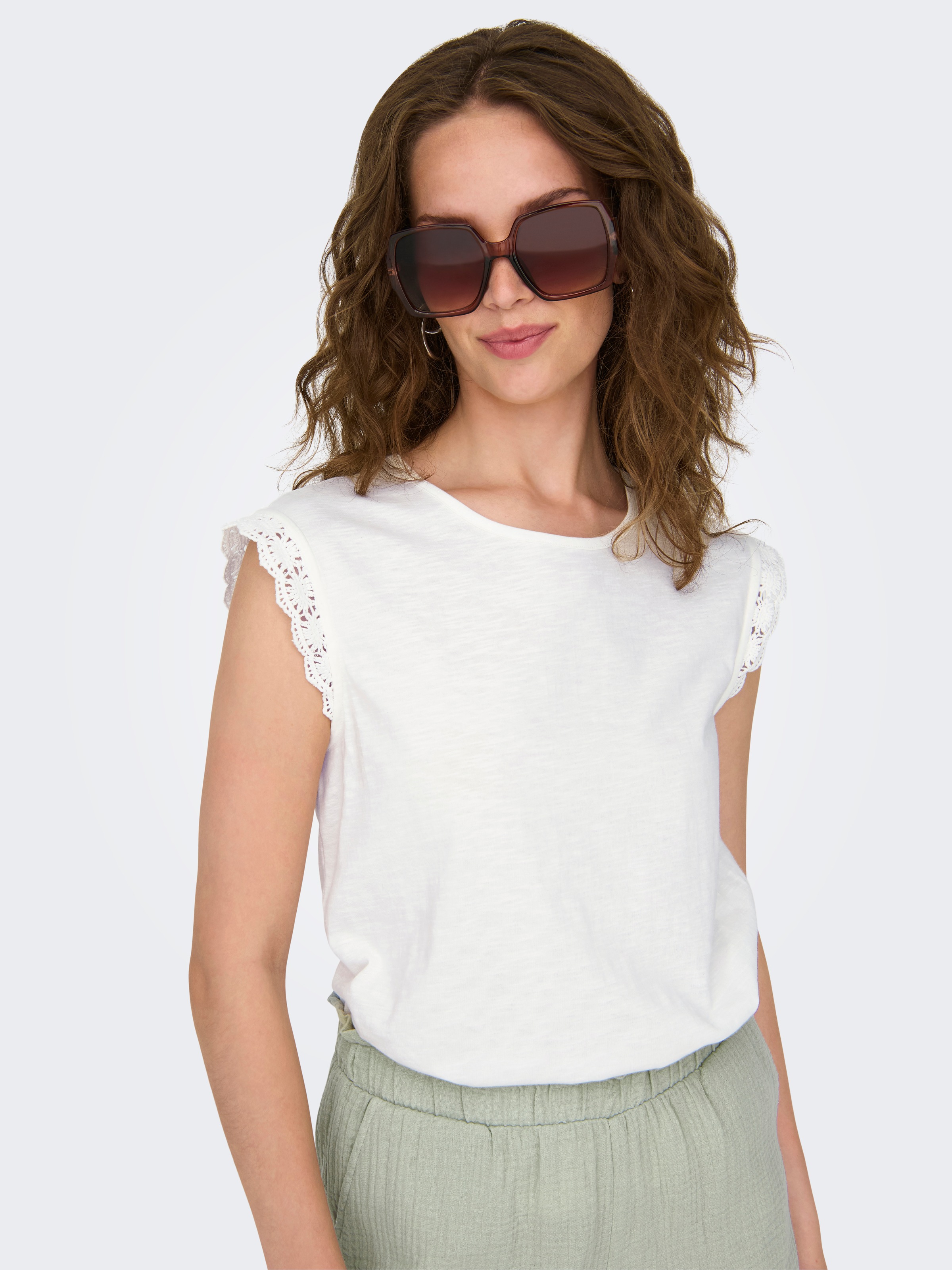 JDY Kurzarmshirt »JDYSALVA LIFE S/L CROCHET TOP JRS«