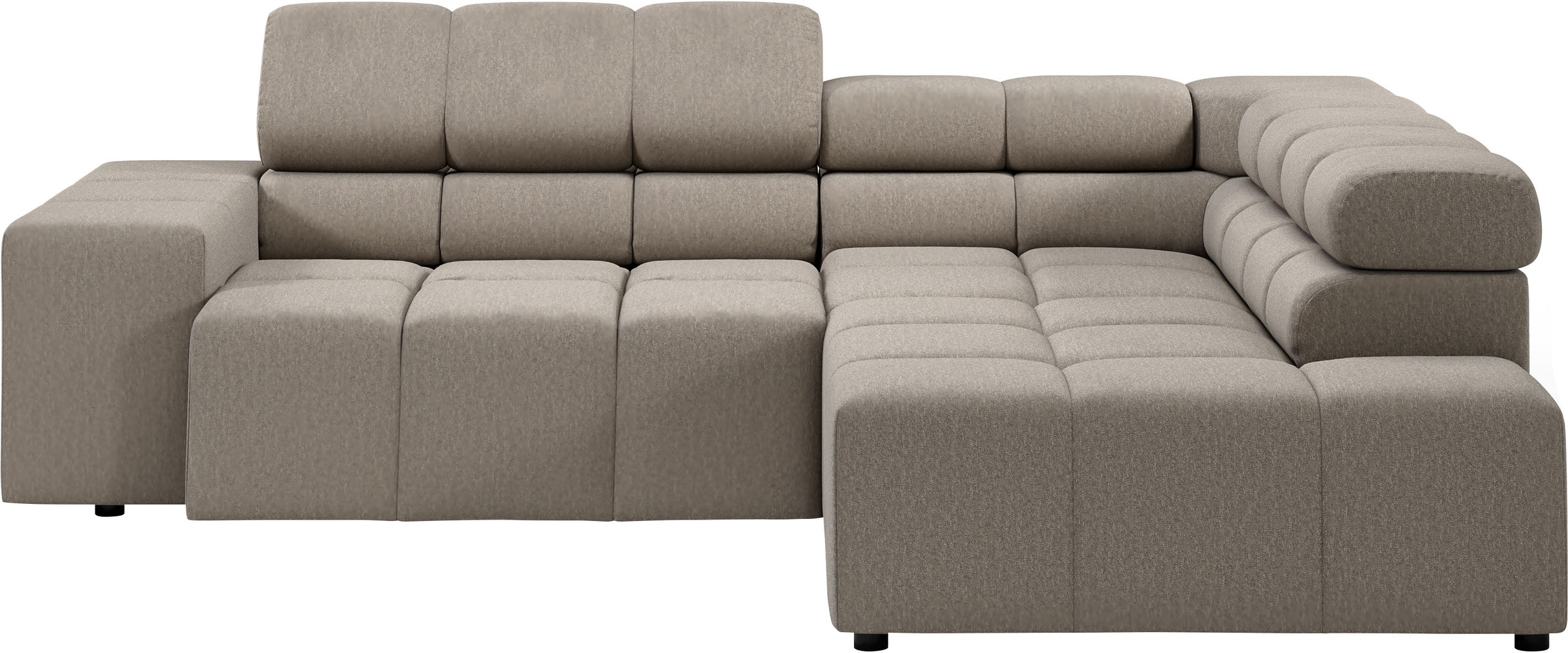 INOSIGN Ecksofa »Ancona, incl. Kopfteilverstellung + 3 Zierkissen, L-Form, bequem«, wahlweise motorische Sitztiefenverstellung, B/T(H: 249/215/70 cm
