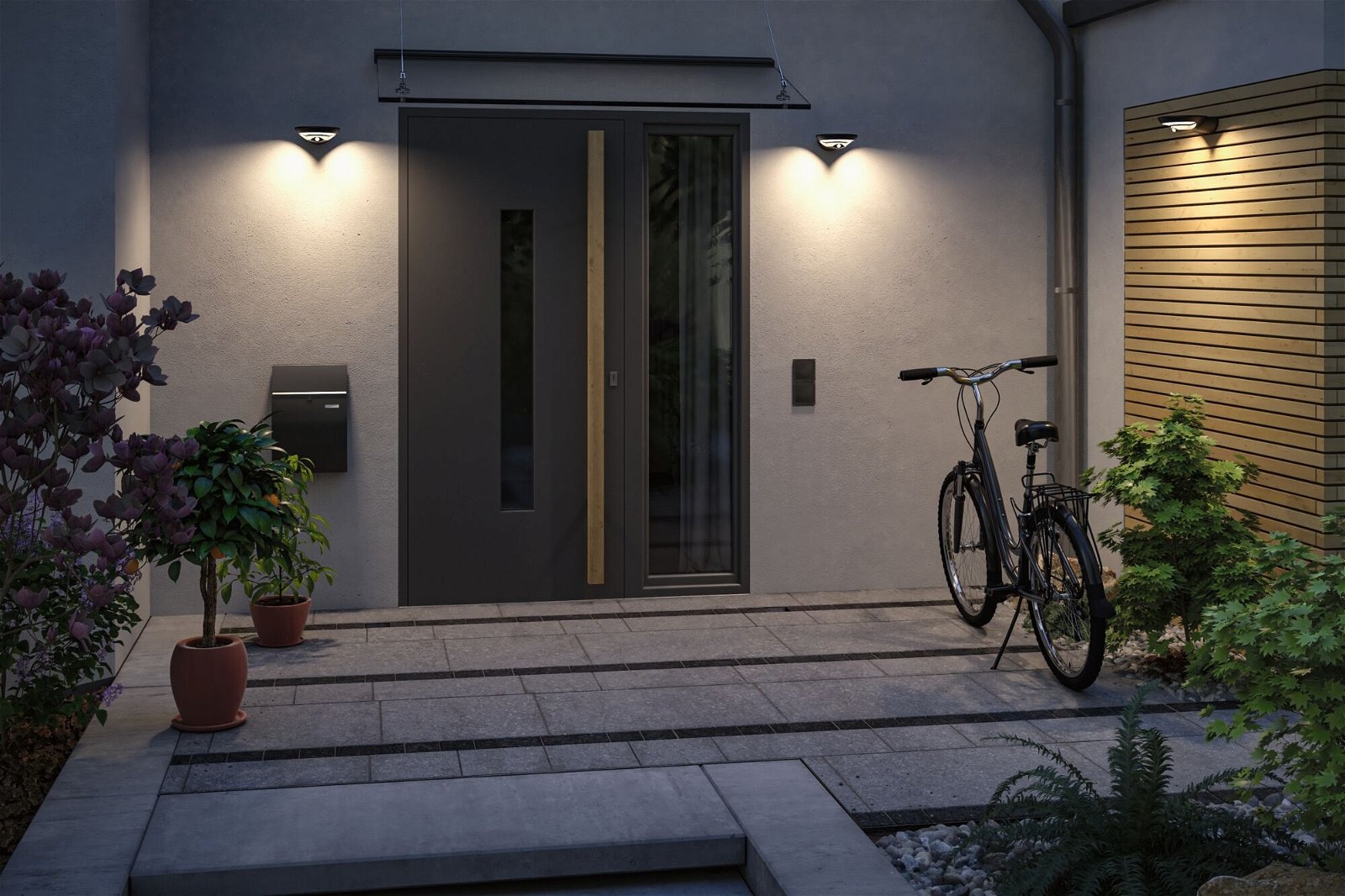 Paulmann LED Außen-Wandleuchte »Solar Bordola IP44 180x211mm 3000K 3,5W 220lm Anthrazit Kunststoff«, 1 flammig, Bewegungsmelder