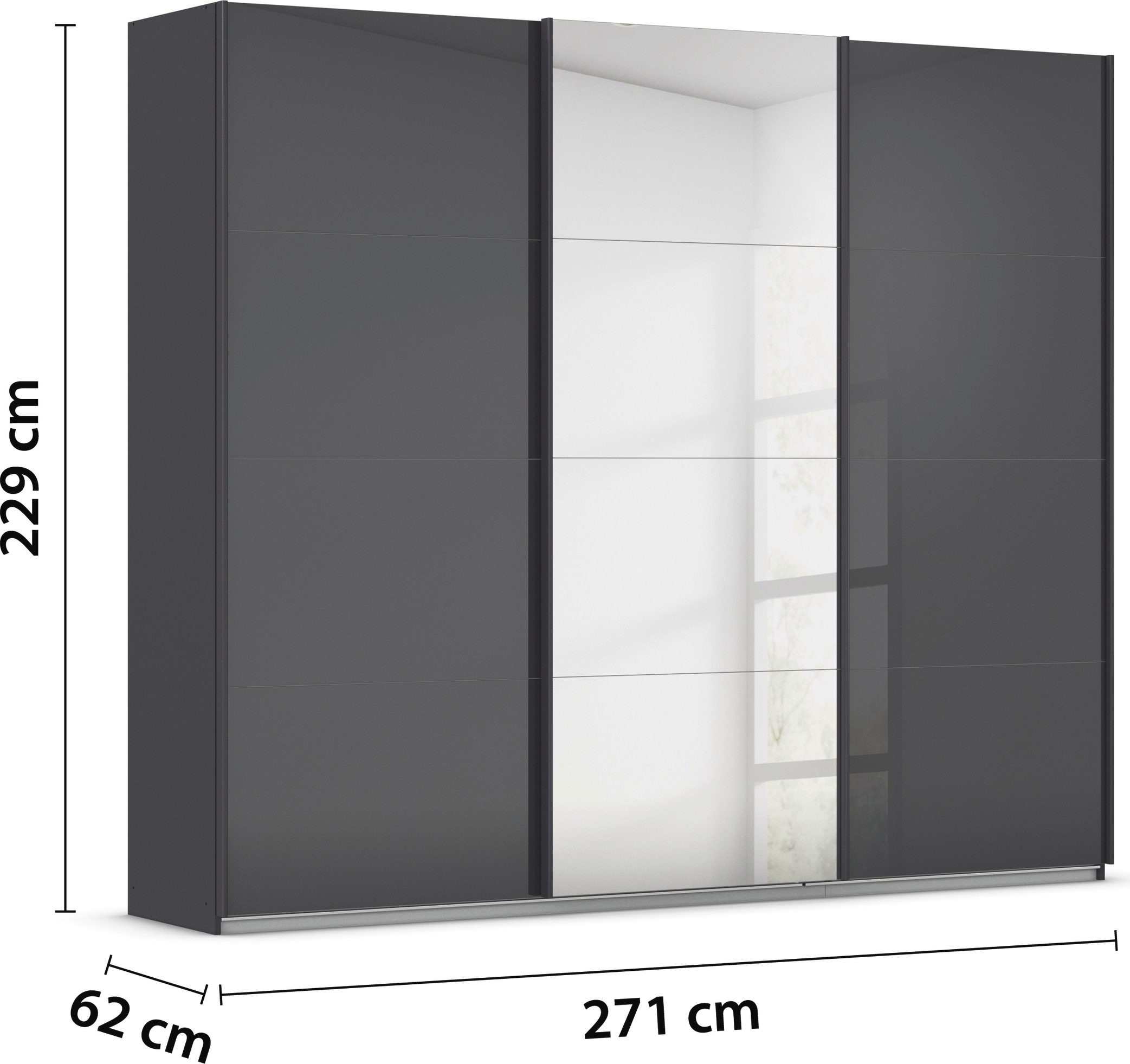 rauch Schwebetürenschrank »Kleiderschrank Kleiderschränke Schrank Garderobe AGORDO mit Glasfront«, durchdachte Innenausstattung, in 4 Breiten und 2 Höhen MADE IN GERMANY