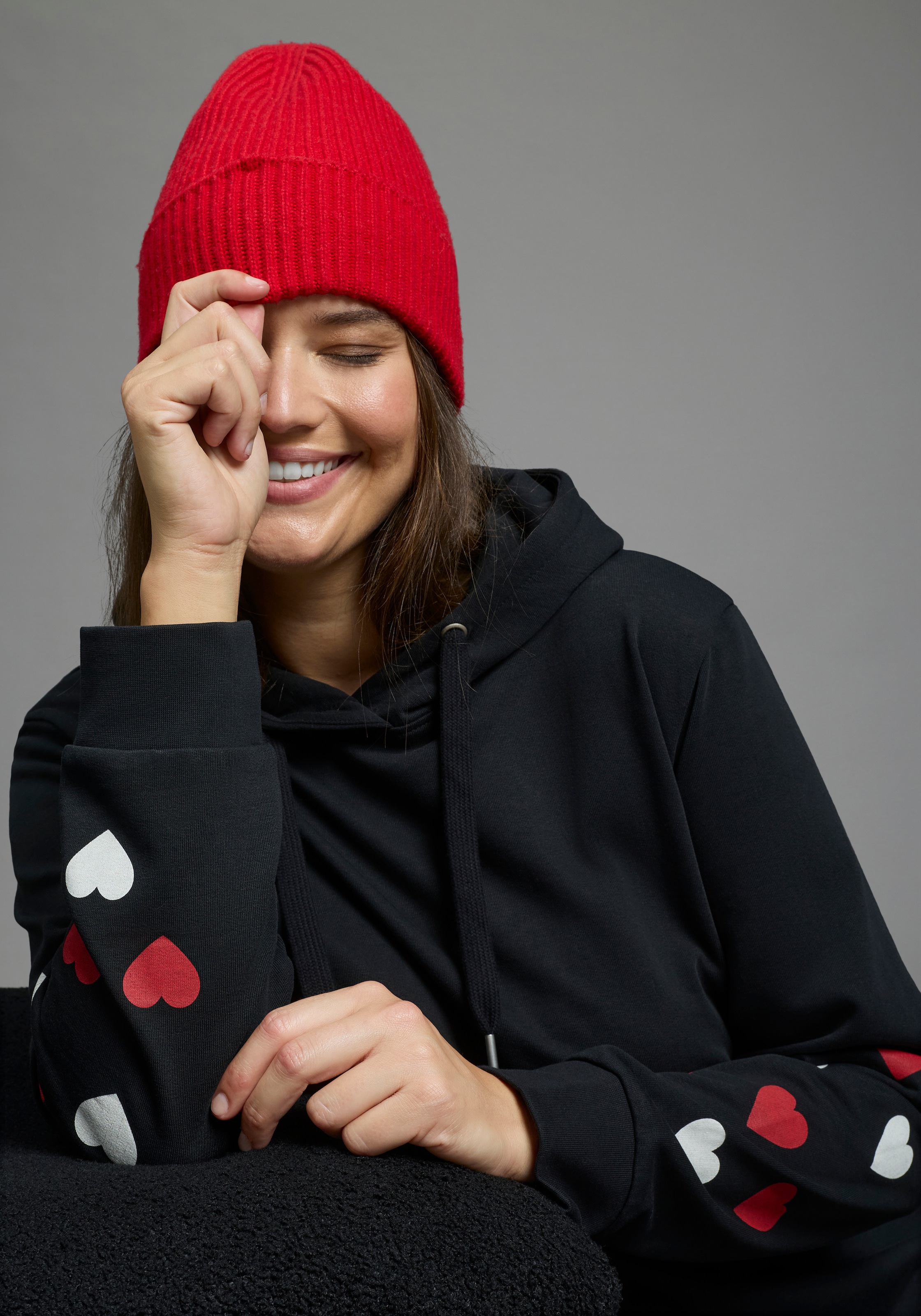 Laura Scott CURVE Kapuzensweatshirt »Große Größen«, im Oversized Look aus weicher Baumwolle

