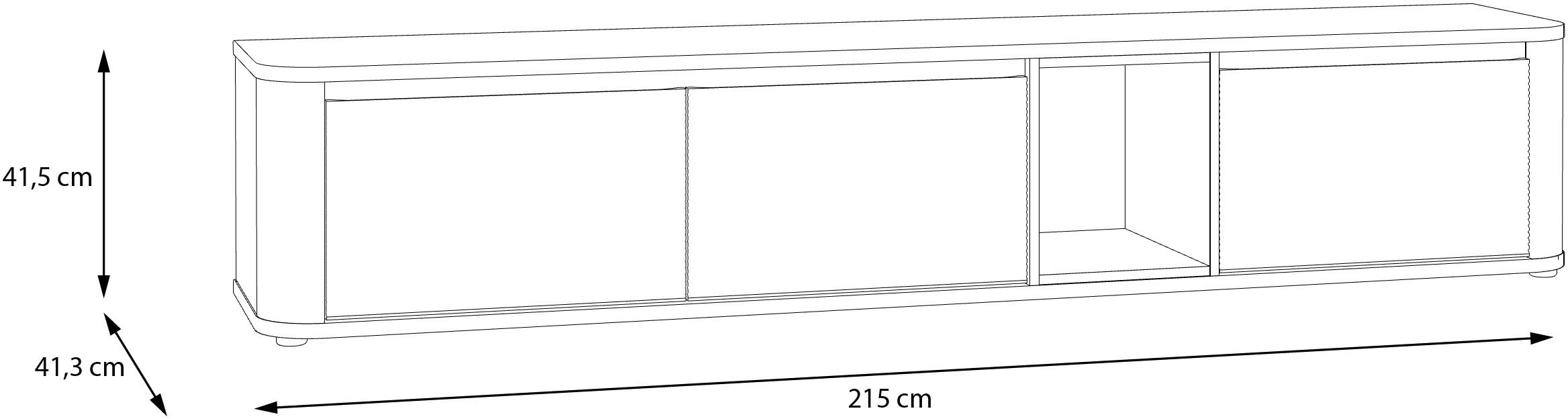 FORTE TV-Board B/H/T 215/41,5/41,3 cm , Stauraum, MDF Front