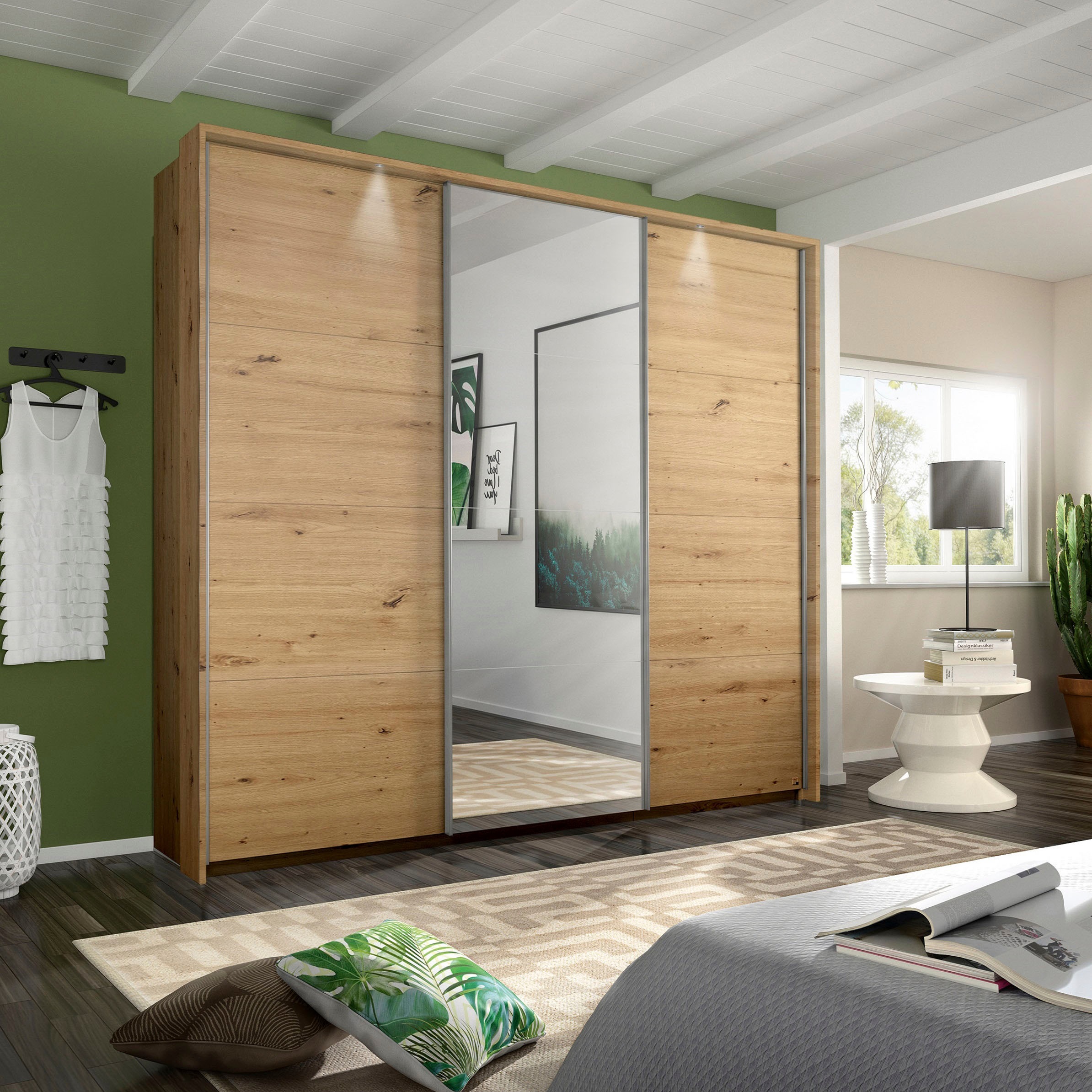 rauch Schwebetürenschrank »Kleiderschrank Schrank Garderobe Wäscheschrank TOMA mit Passepartout«, inkl. Regaleinsatz sowie zusätzlichen Einlegeböden MADE IN GERMANY