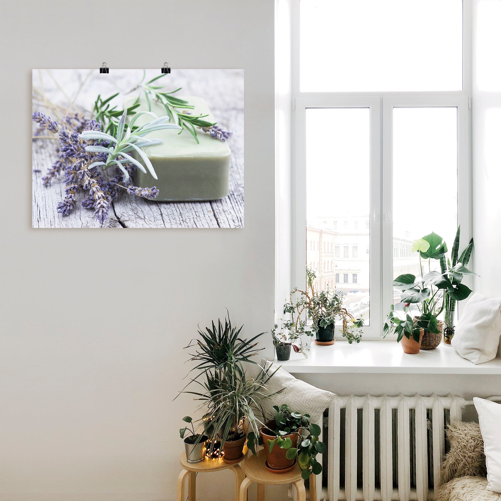 Artland Wandbild »Stück natürlicher Seife mit Kräutern«, Spa, (1 St.), als Leinwandbild, Poster, Wandaufkleber in verschied. Größen