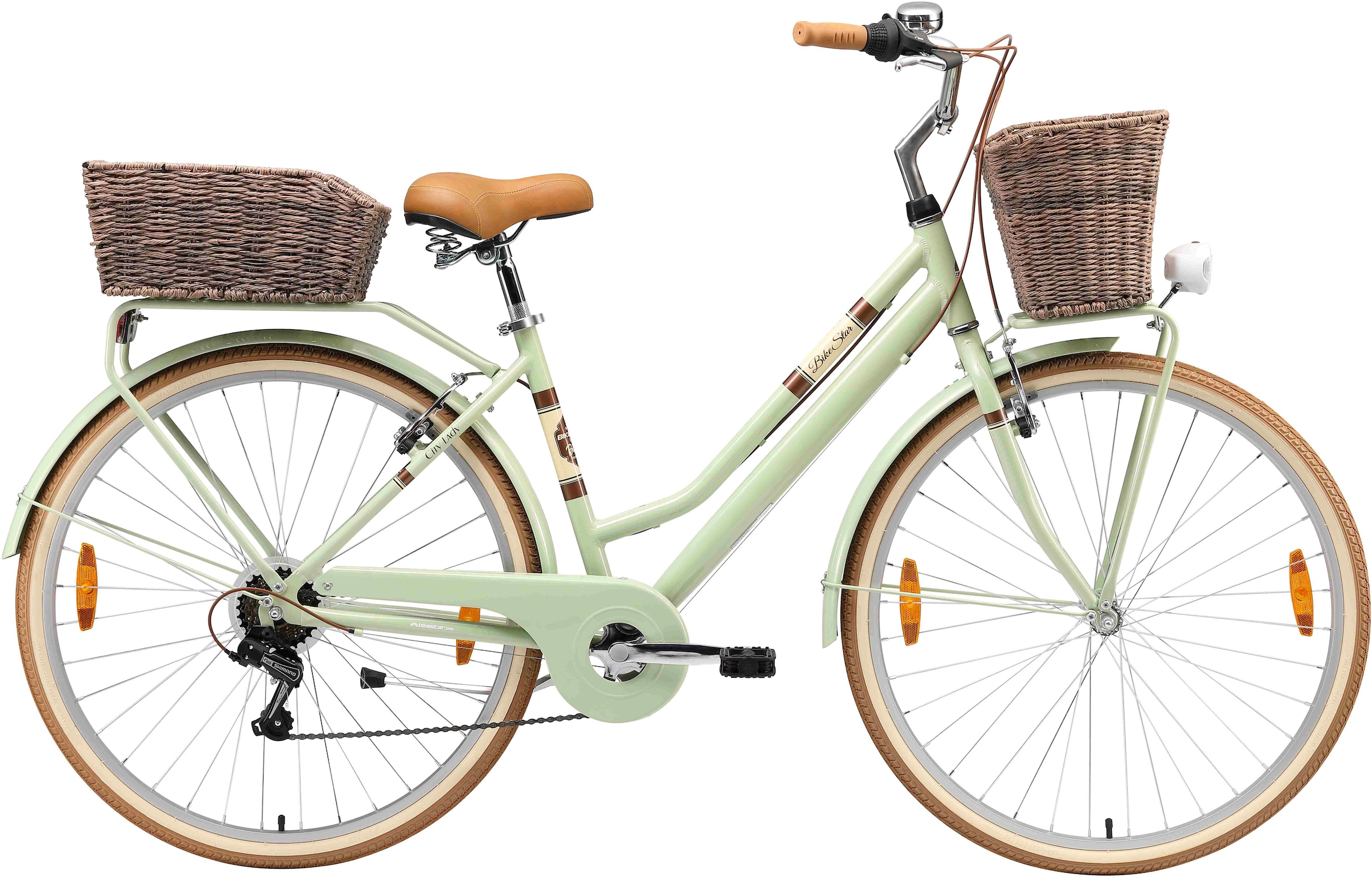 Bikestar Cityrad, 7 Gang, Shimano, RD-TY21 Schaltwerk, Kettenschaltung, für Damen, Kettenschaltung