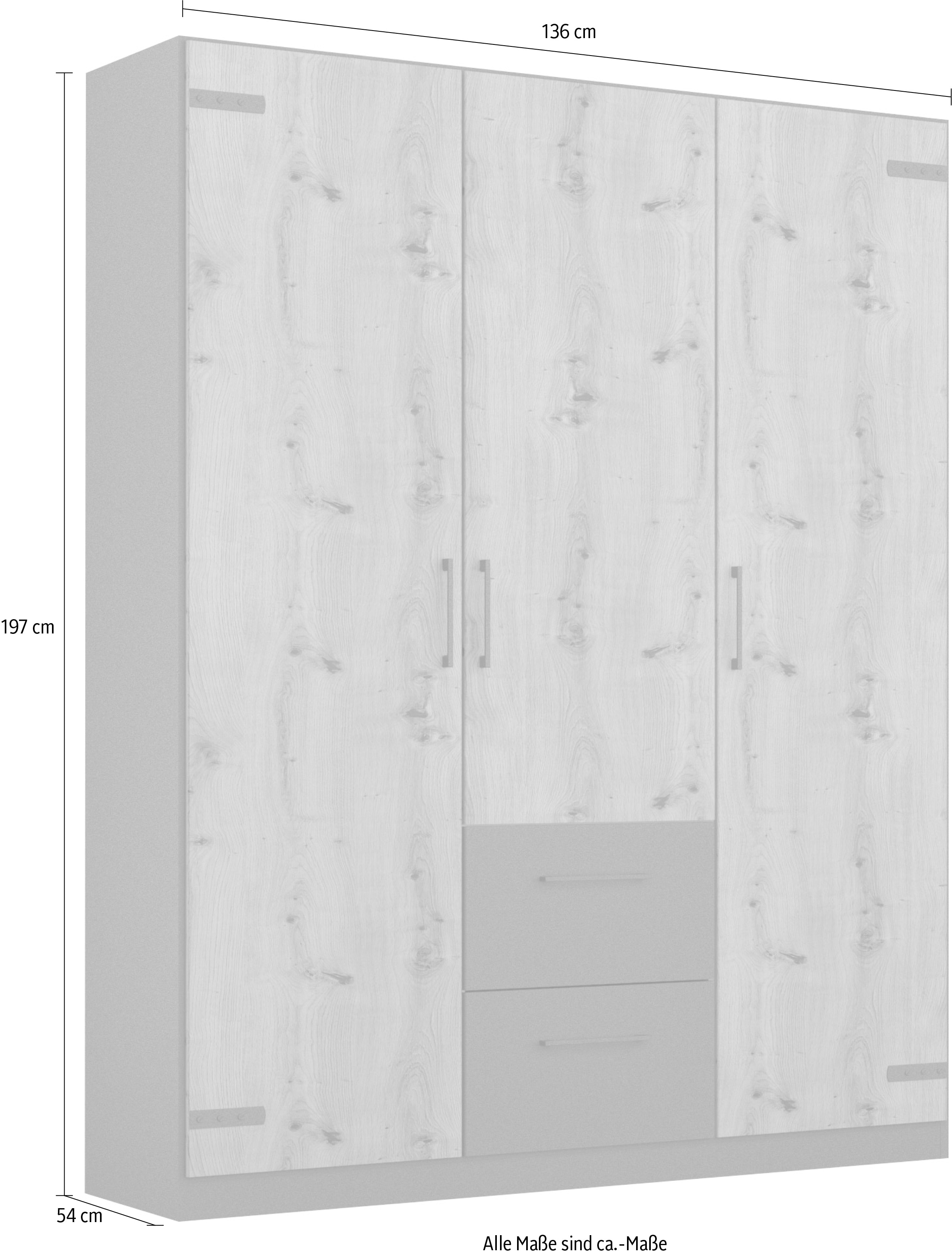 rauch Drehtürenschrank »Holmes«, im Industrial Style, mit Schubkästen, mit oder ohne Spiegel