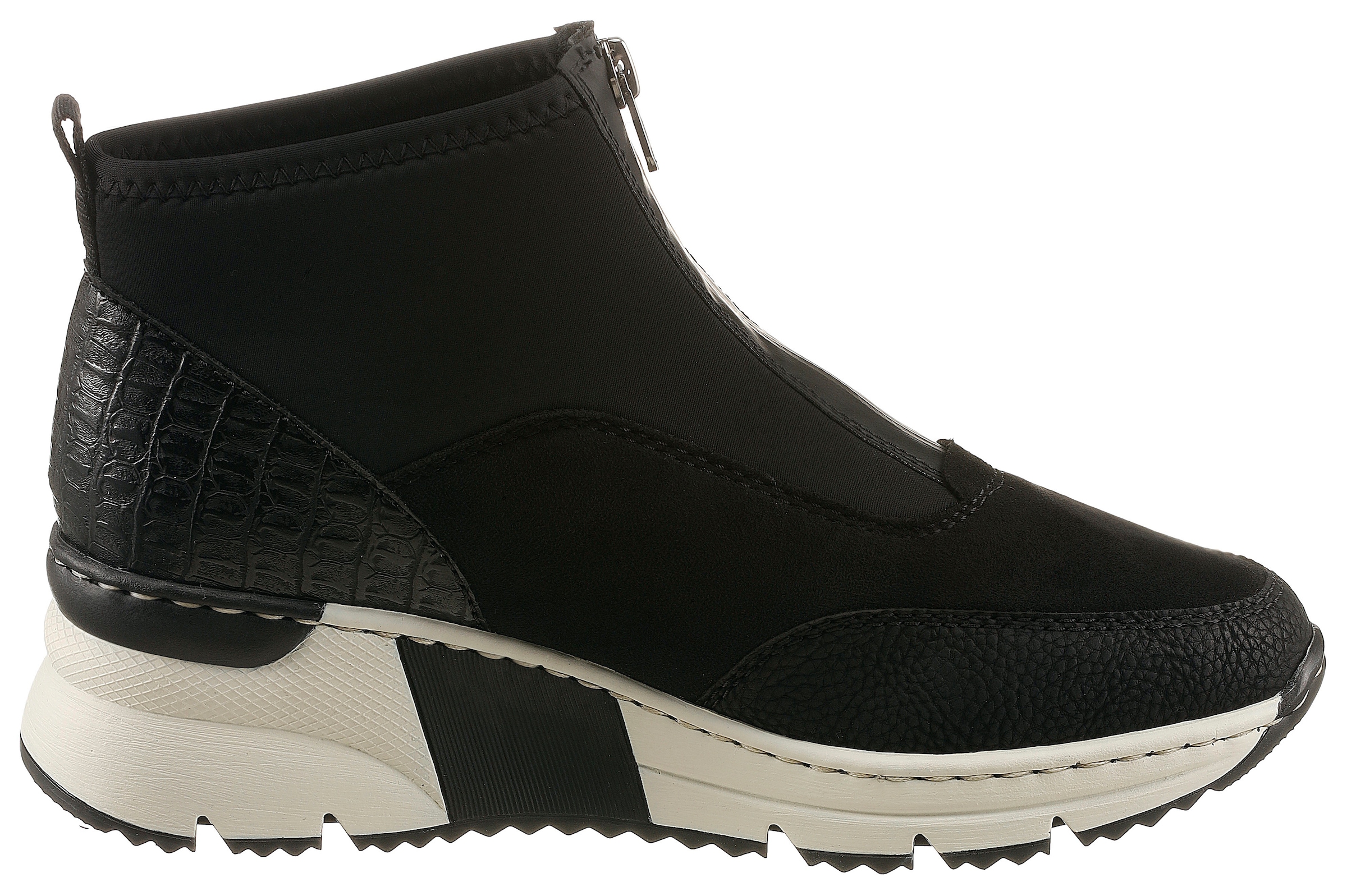 Rieker Schlupfboots, Stiefelette, High Top Sneaker mit Reißverschluss auf der Vorderseite