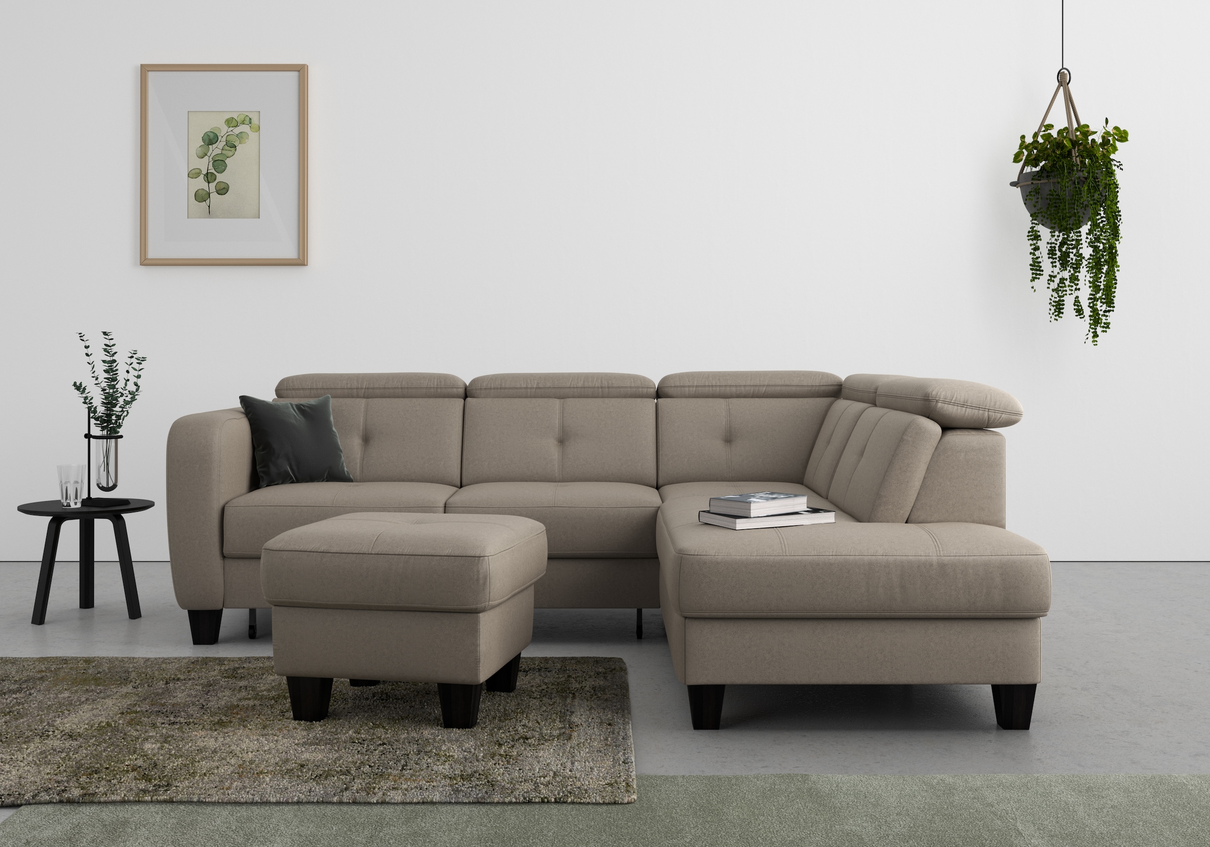 sit&more Ecksofa »Belluci L-Form«, inklusive Federkern, wahlweise mit Bettfunktion und Bettkasten