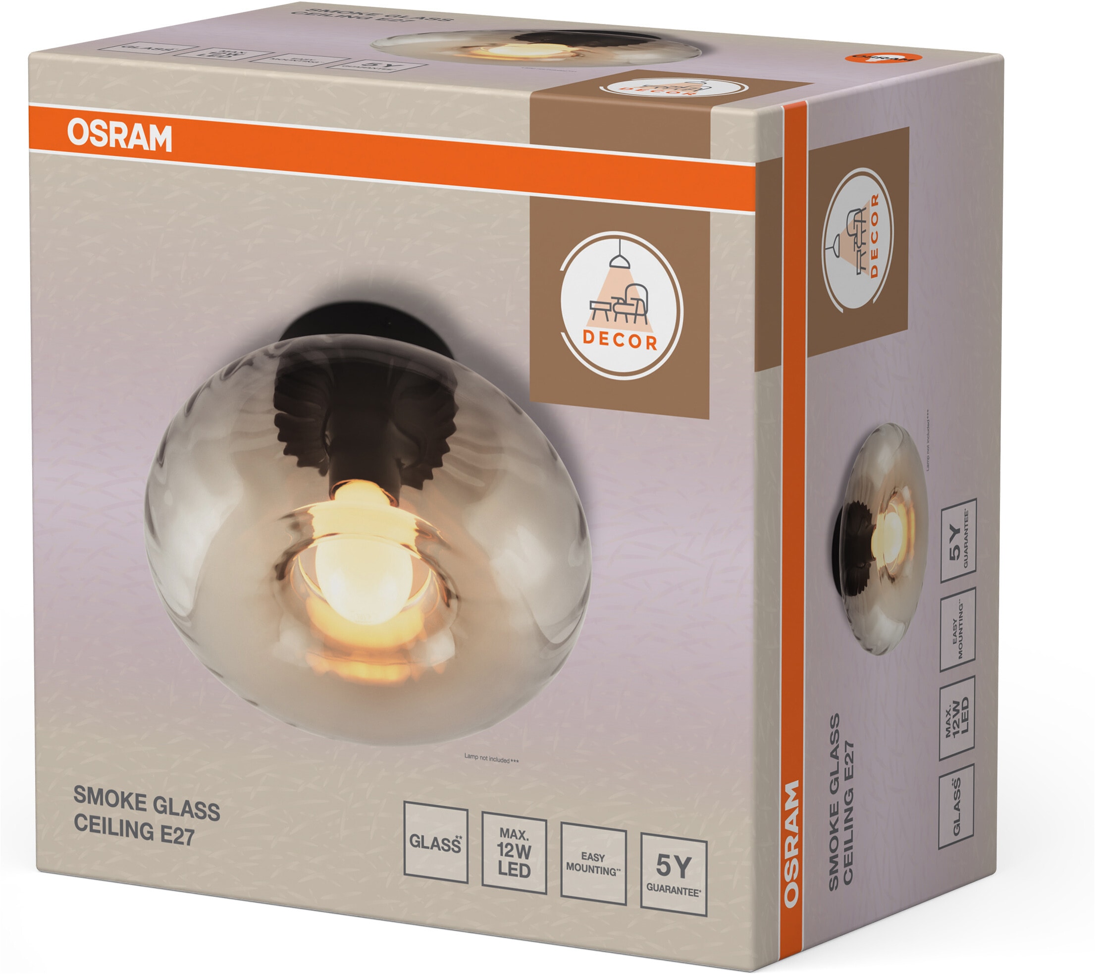 Osram Deckenleuchte »Decor Smoke Glass« E27 1 Stk. schwarz, E27, Stahl und Glas
