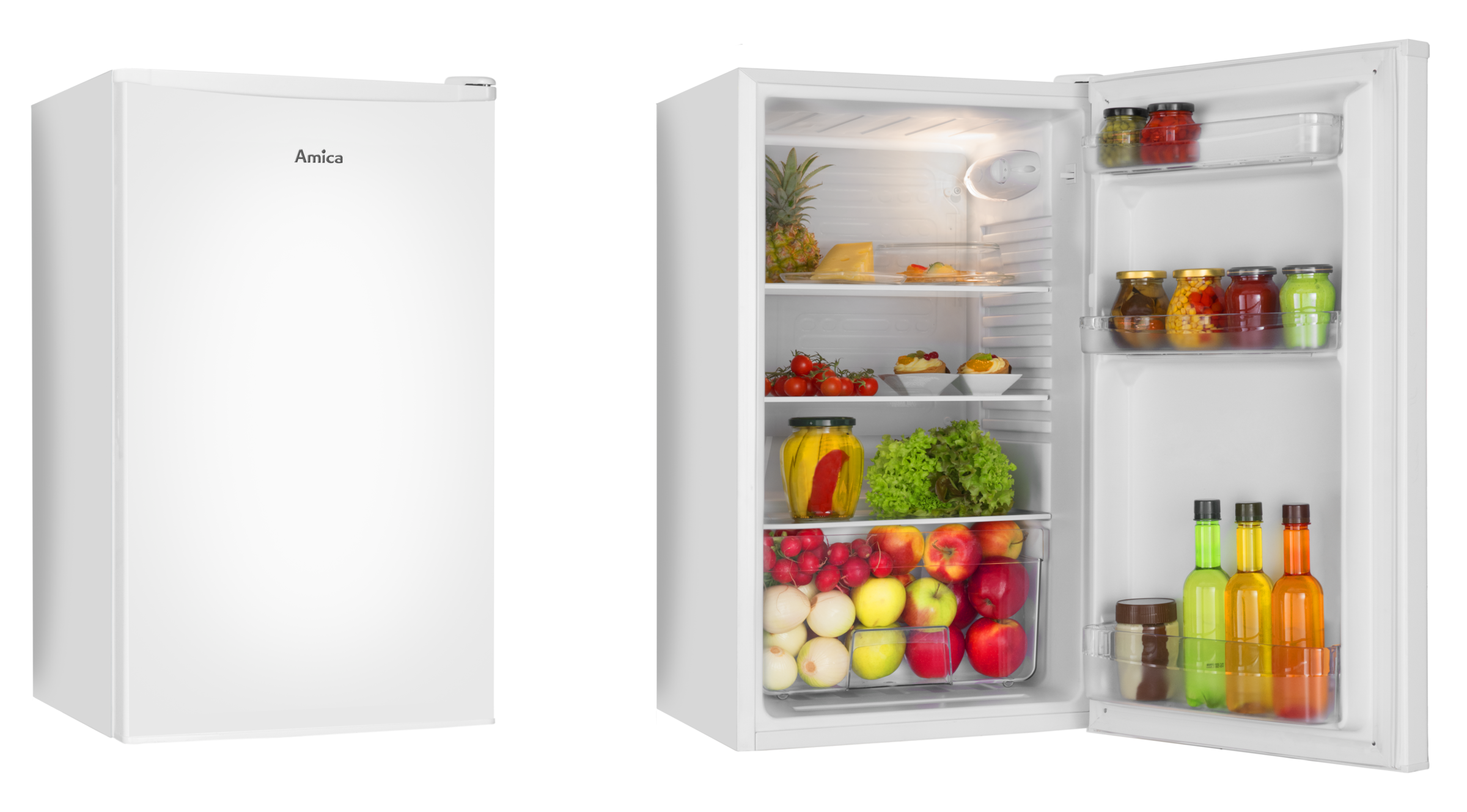 Amica Vollraumkühlschrank »VKS 351 155 W« 85 cm hoch 48 cm breit Stilvoll, leise, perfekt organisiert – ideal für kleine Räume