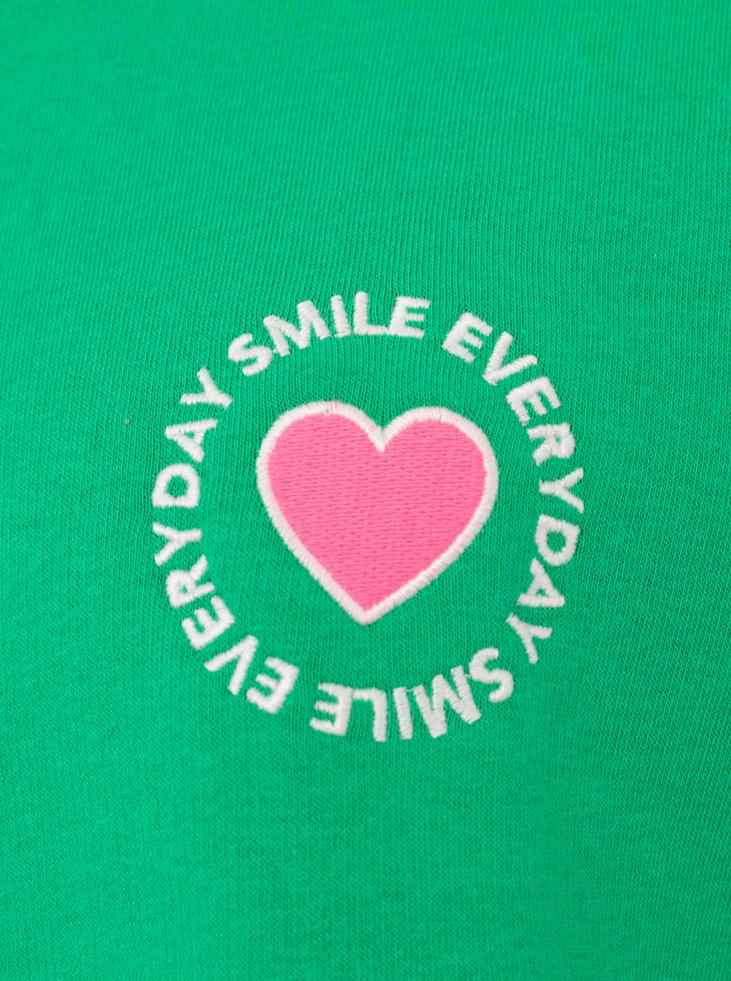 Zwillingsherz Sweatshirt »"Smile Everyday"«, pinker Streifen am Arm, Rundhals, gesticktes Herz und Schrift
