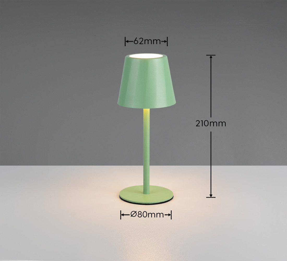 REALITY Leuchten LED Tischleuchte »DIAZ, Outdoor Akku Tischlampe Höhe 21 cm Ø 8,5 cm, IP44, Touchdimmer«, 1 flammig, Leuchtmittel LED-Board | LED fest integriert, CCT Lichtfarbe einstellbar 2700-6500K, 160 Lumen, 1,6W, USB Anschluss