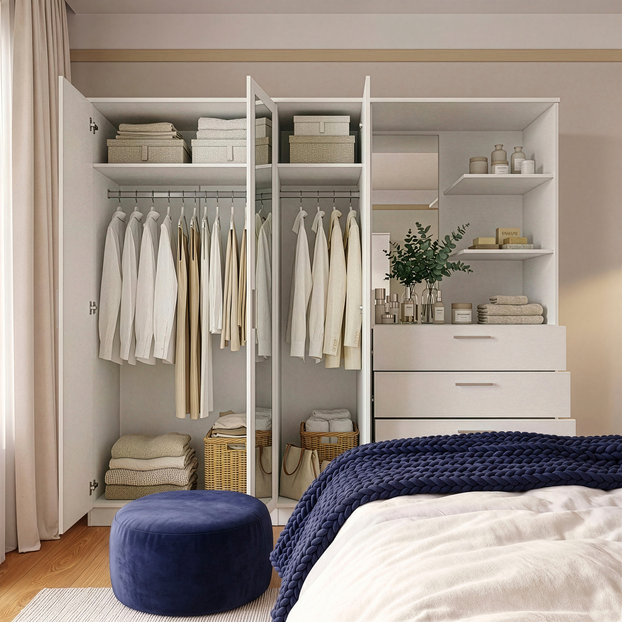 FORTE Kleiderschrank »Drehtürenschrank, Spiegel, Schubladen, viel Stauraum« B/H/T 199/181/52,7, Spiegeltüre, Stauraum, FSC