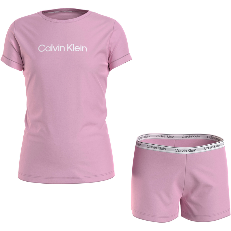 CALVIN KLEIN UNDERWEAR Pyjama »KNIT PJ SET (SS+SHORT)« Set, 2 Stk. tlg., Kinder bis 16 Jahren Tearosemauve/W/Tearosemauve 164/170 164/170 Pyjama...