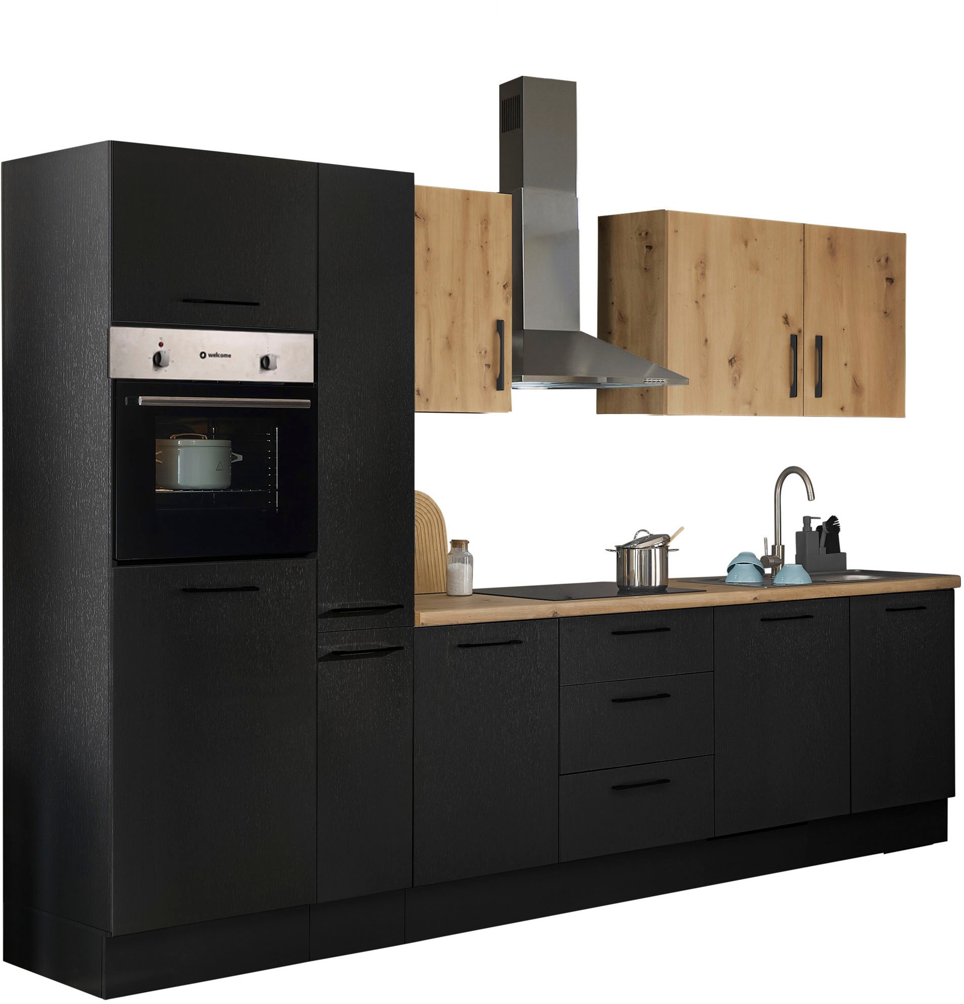 BASIC by Balculina Küchenzeile »Turin« Breite 310 cm, wahlweise mit E-Geräten