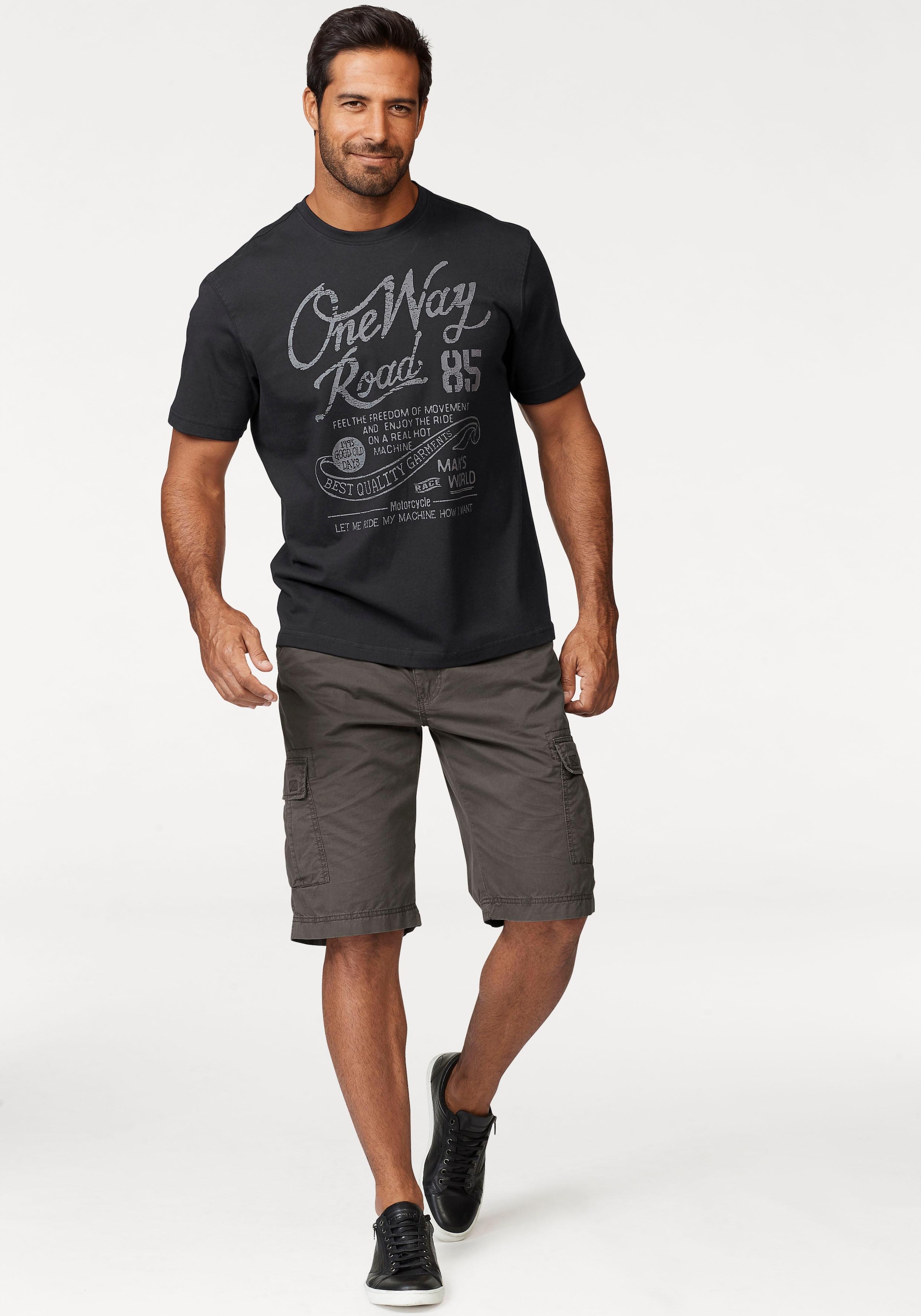 Man's World T-Shirt, Kurzarm, Regular Fit, mit Print, Rundhals, im Used-Look