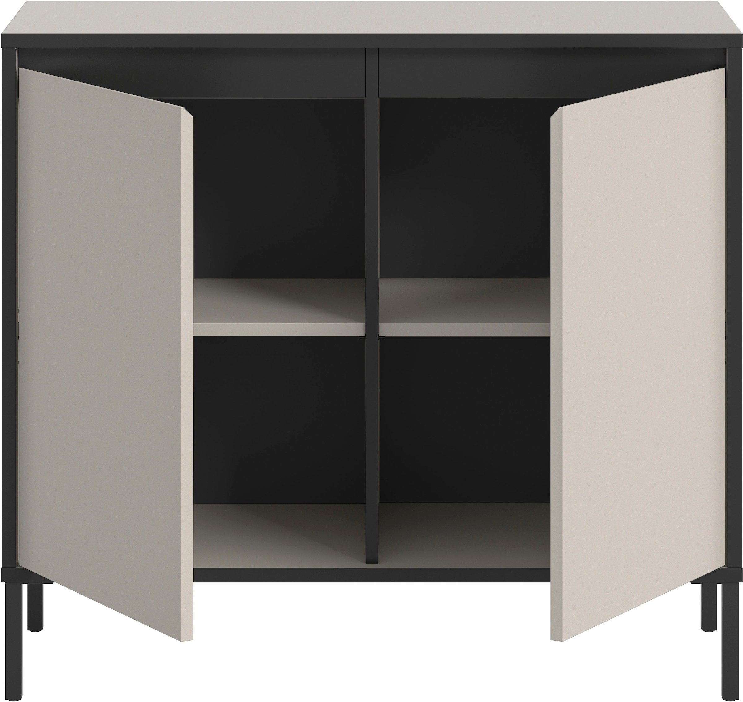 INOSIGN Kommode »NORT, Höhe: 92 cm, mit Metall Stabfuß, 2 Türen, 2 Einlegeböden«, Anrichte, Sideboard, Schrank, Board, Highboard