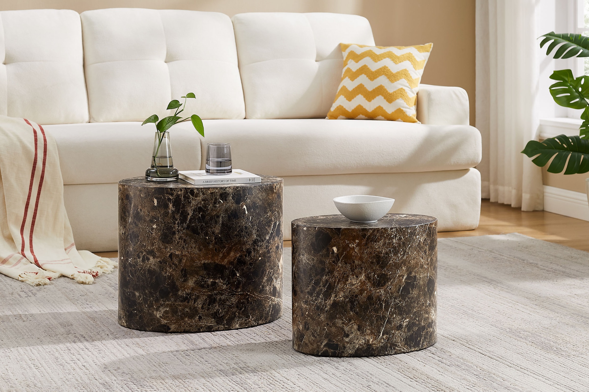 SalesFever Couchtisch »Almeria« 2er-Set, oval, in Marmoroptik foliert