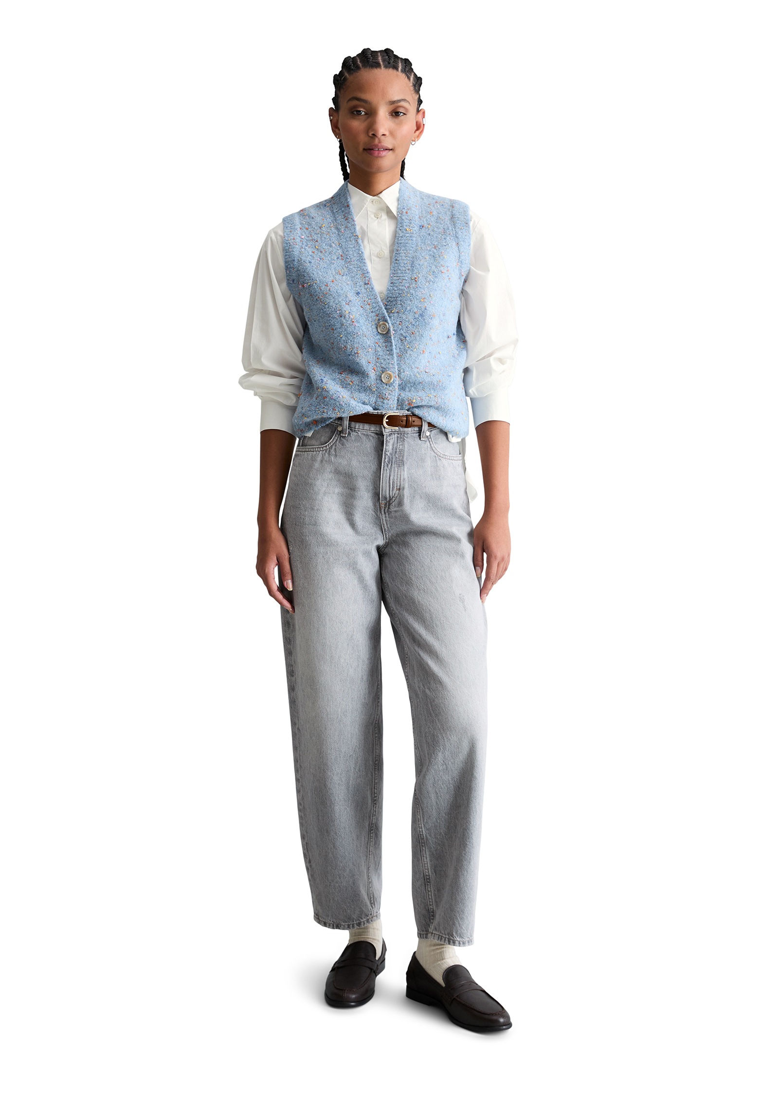 Marc O'Polo DENIM Strickweste ärmelloser Bouclé-Cardigan regular fit aus Schurwolle-Viskose-Mix